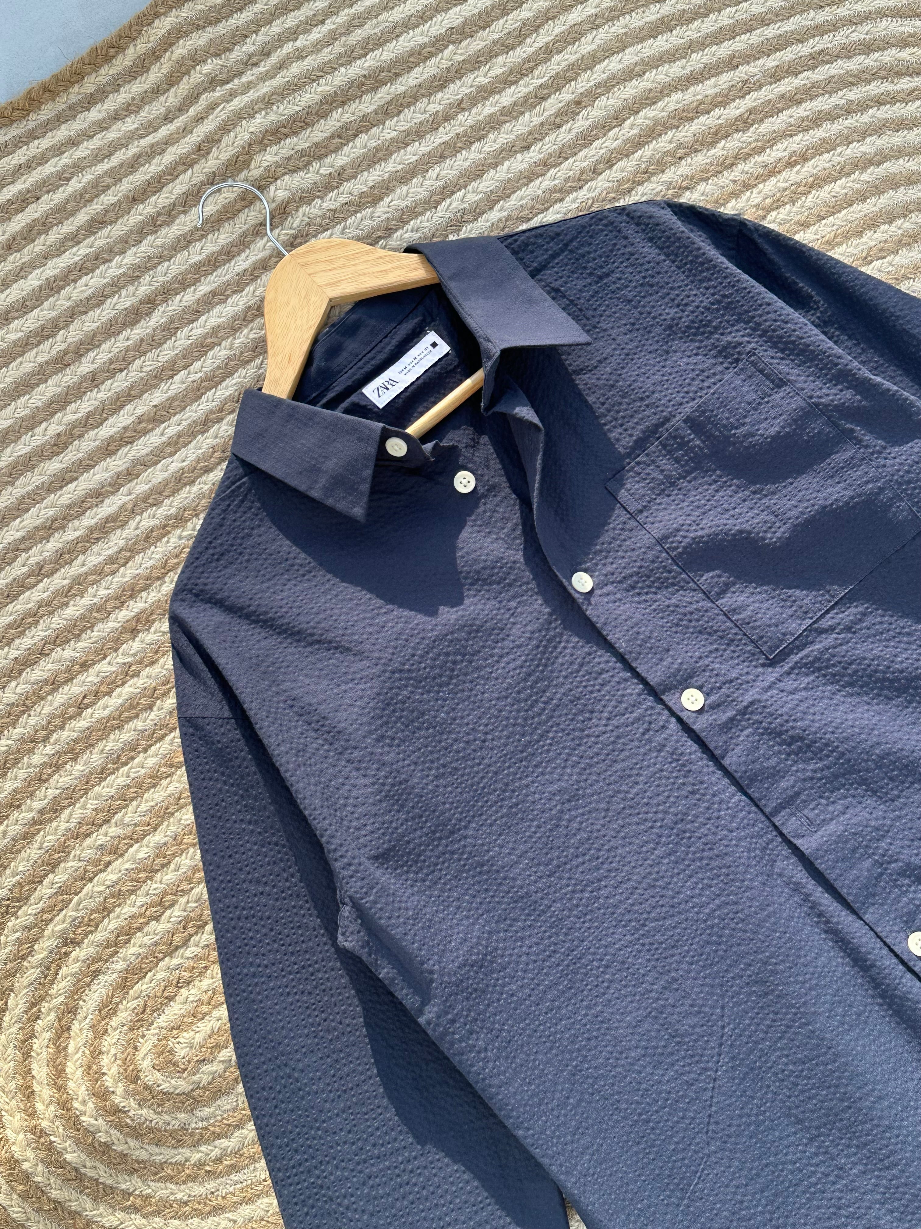 Unisex Navy blue boxy shirt