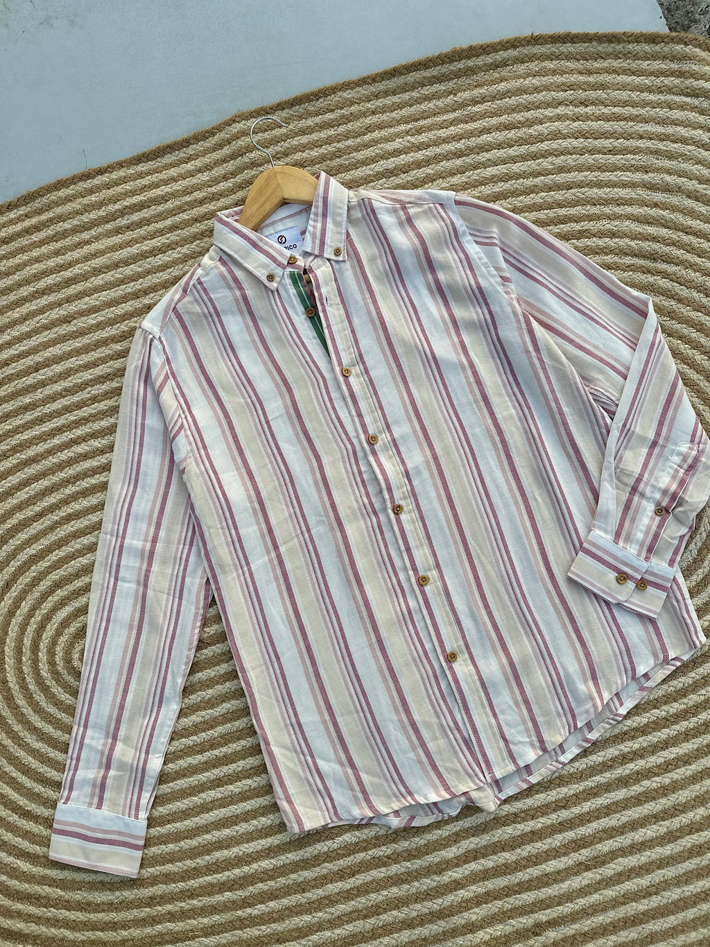 Creme Linen check shirt