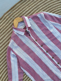Unisex Mauve & White Striped Boxy Shirt