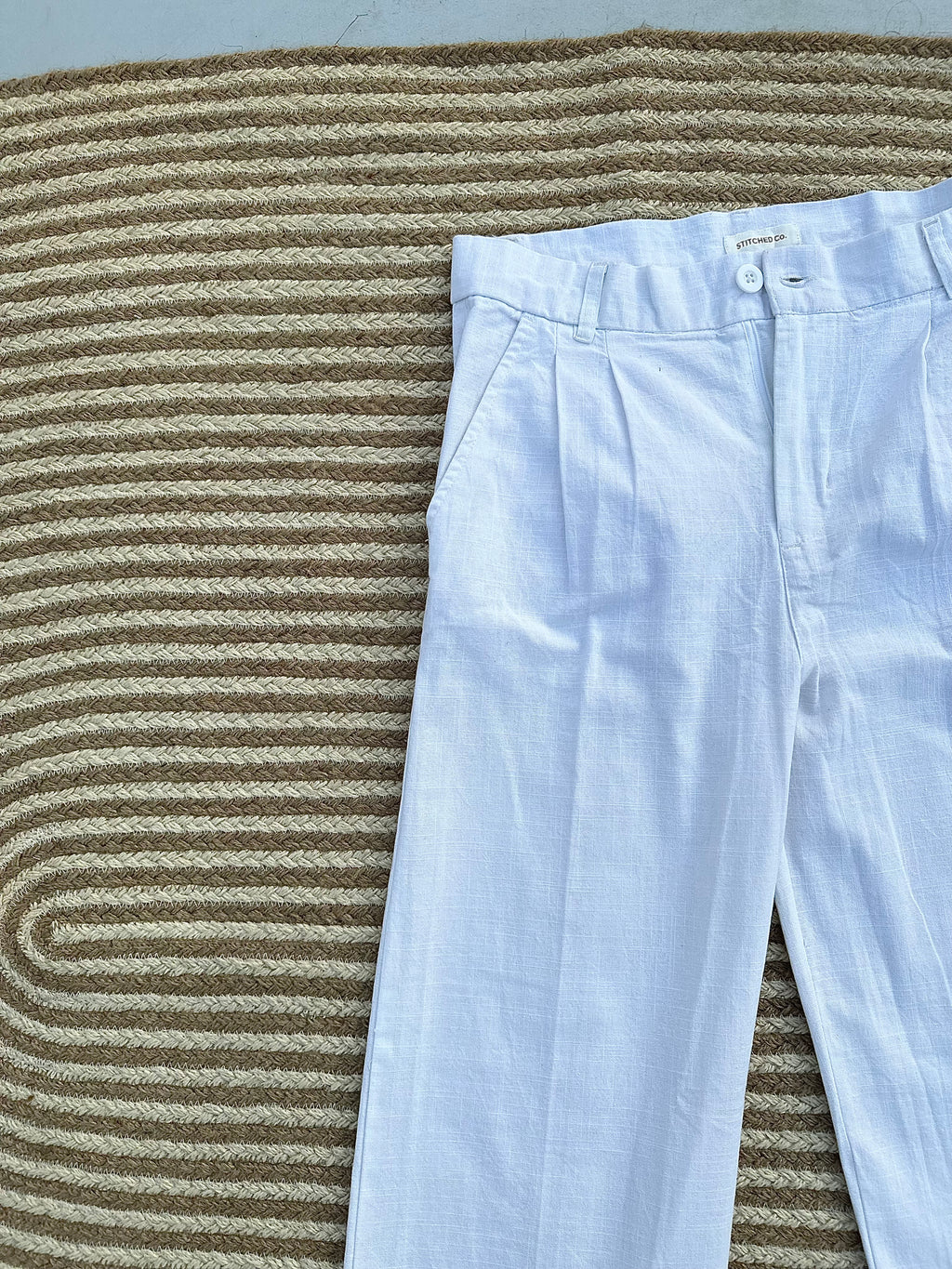 Unisex Linen Baggy White Pant