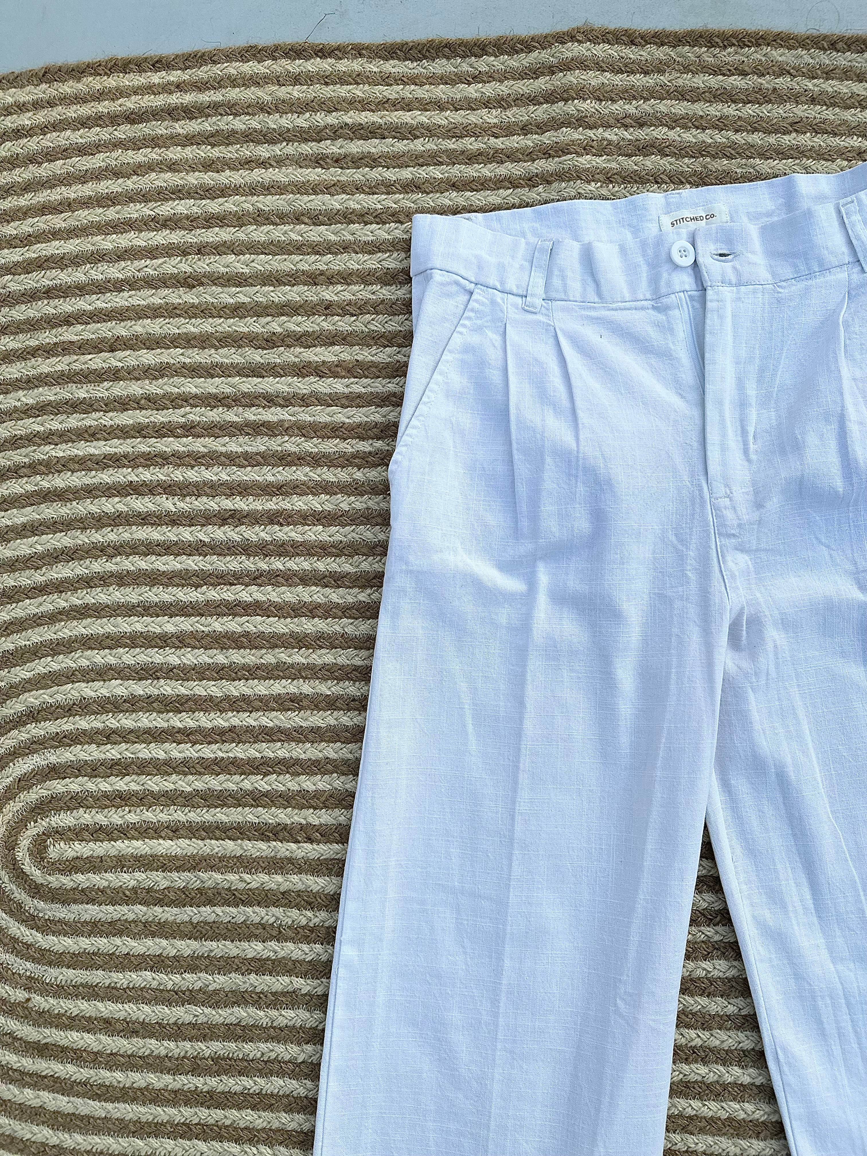 Unisex Linen Baggy White Pant