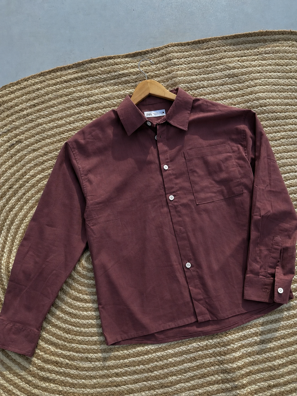 Unisex Linen coffee boxy shirt