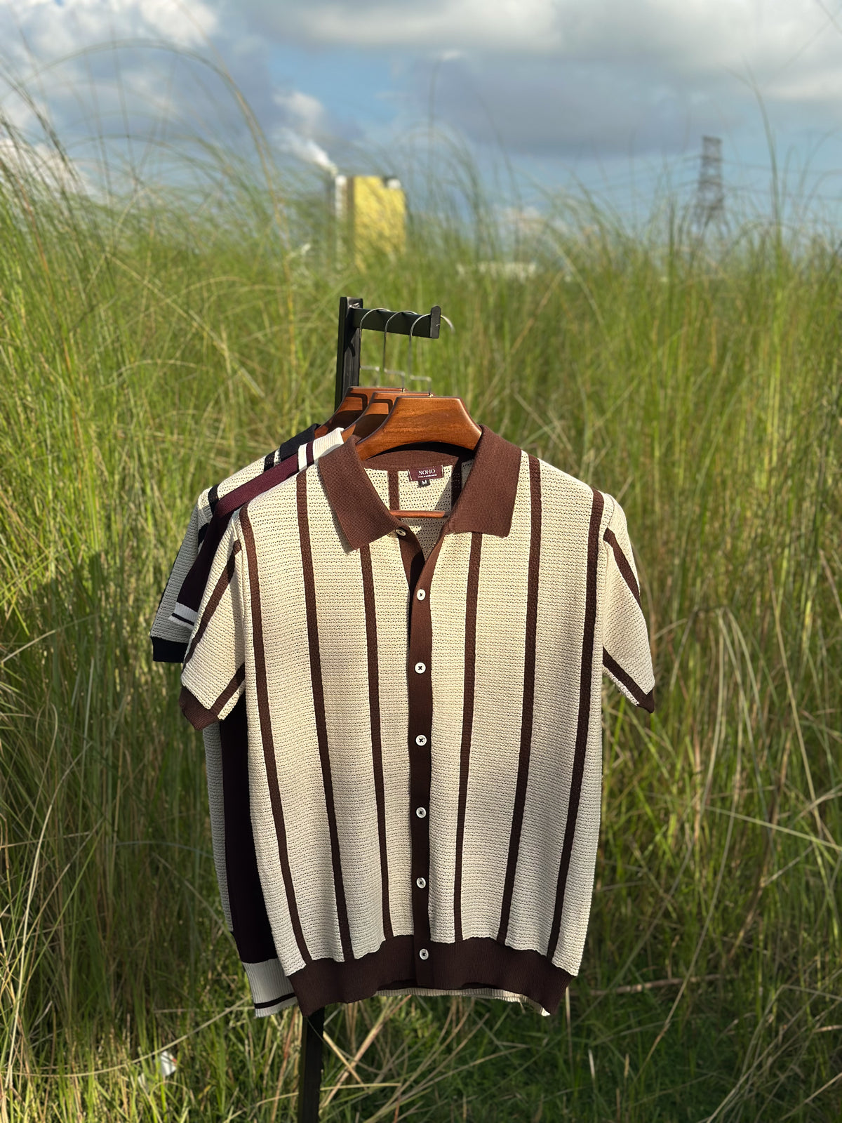 Mocha Stripe Polo Cardigan