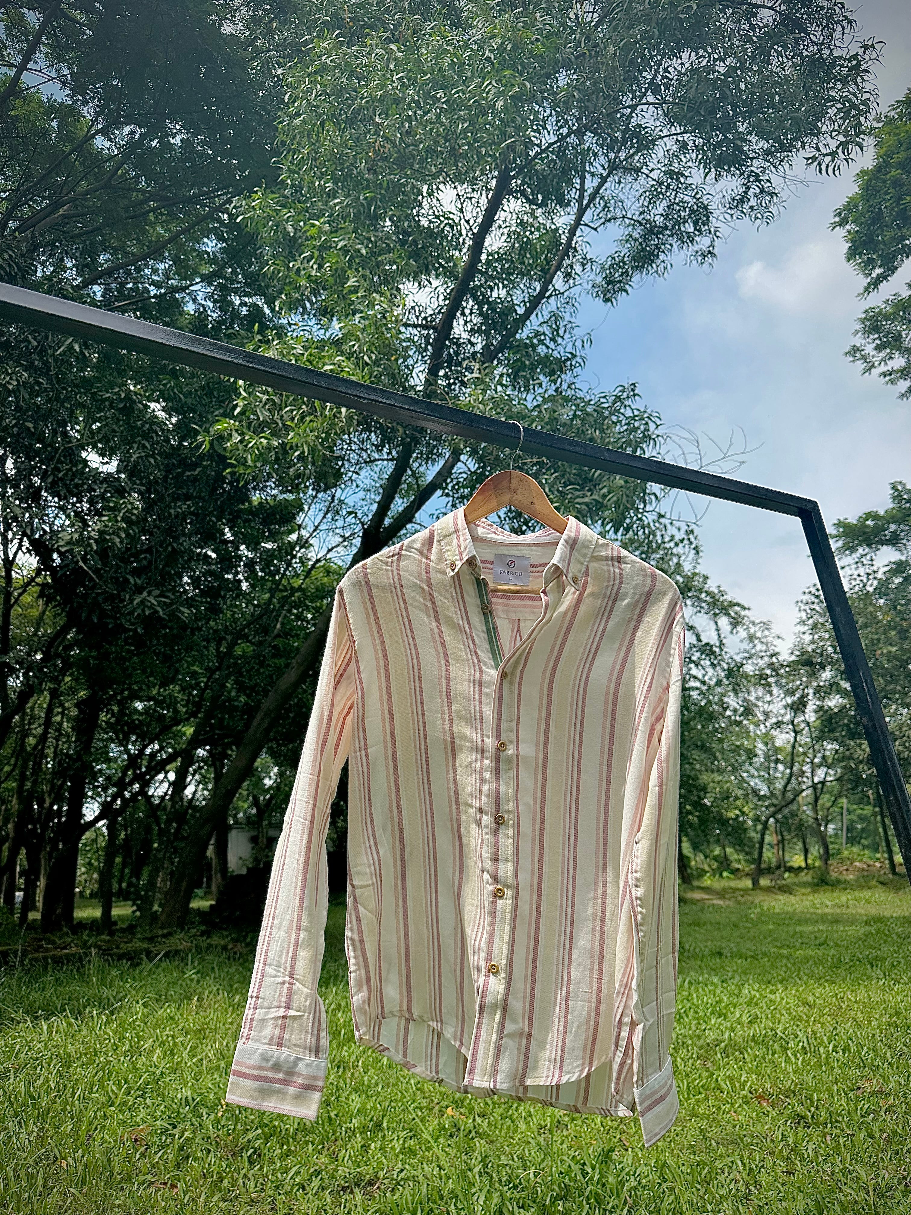 Creme Linen check shirt