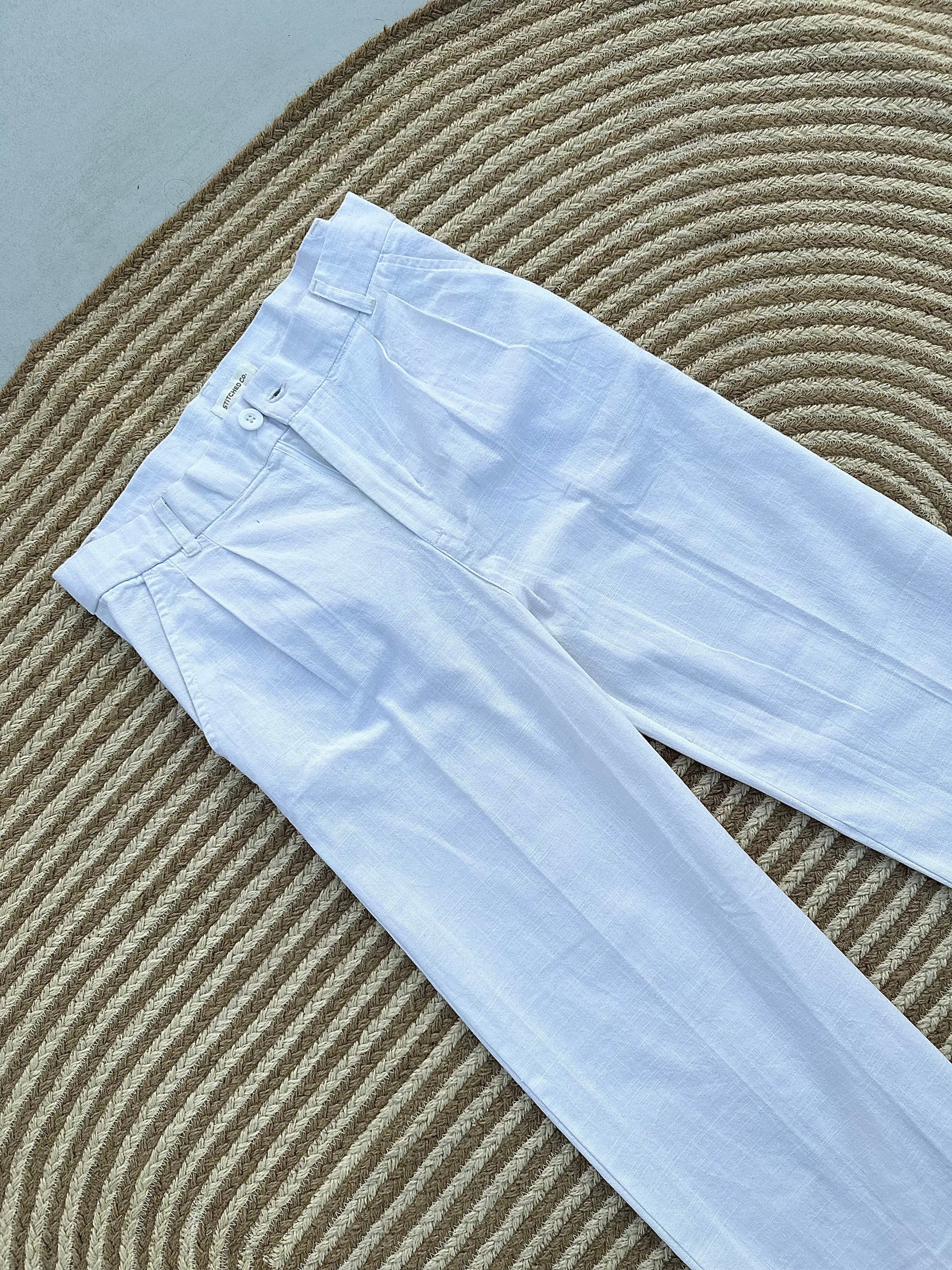 Unisex Linen Baggy White Pant