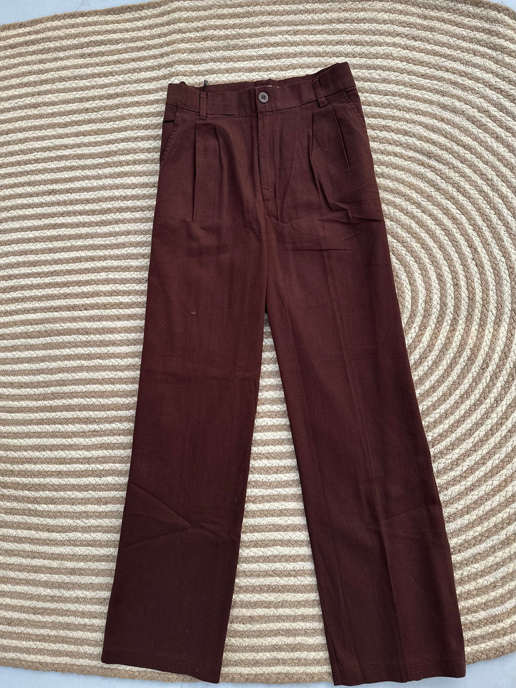 Unisex Linen Baggy Burgundy Brown Pant