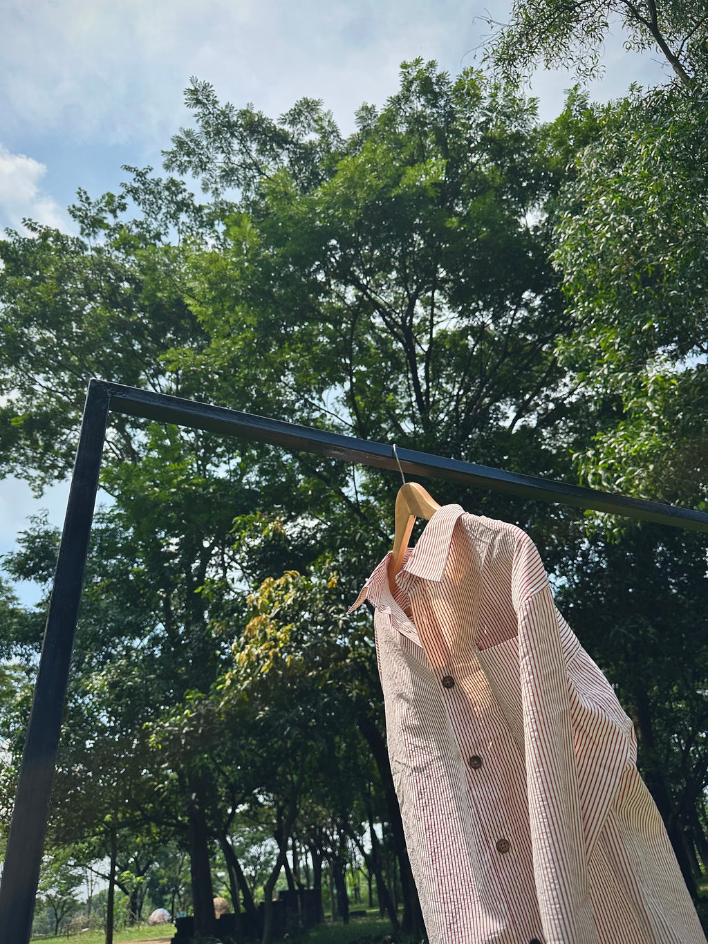 Red check boxy shirt