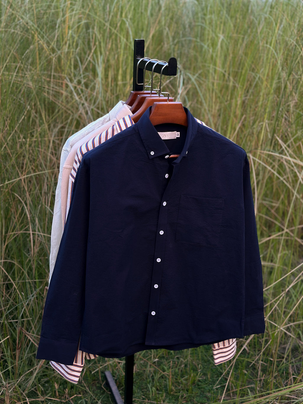 Navy blue Drop shoulder Shirt