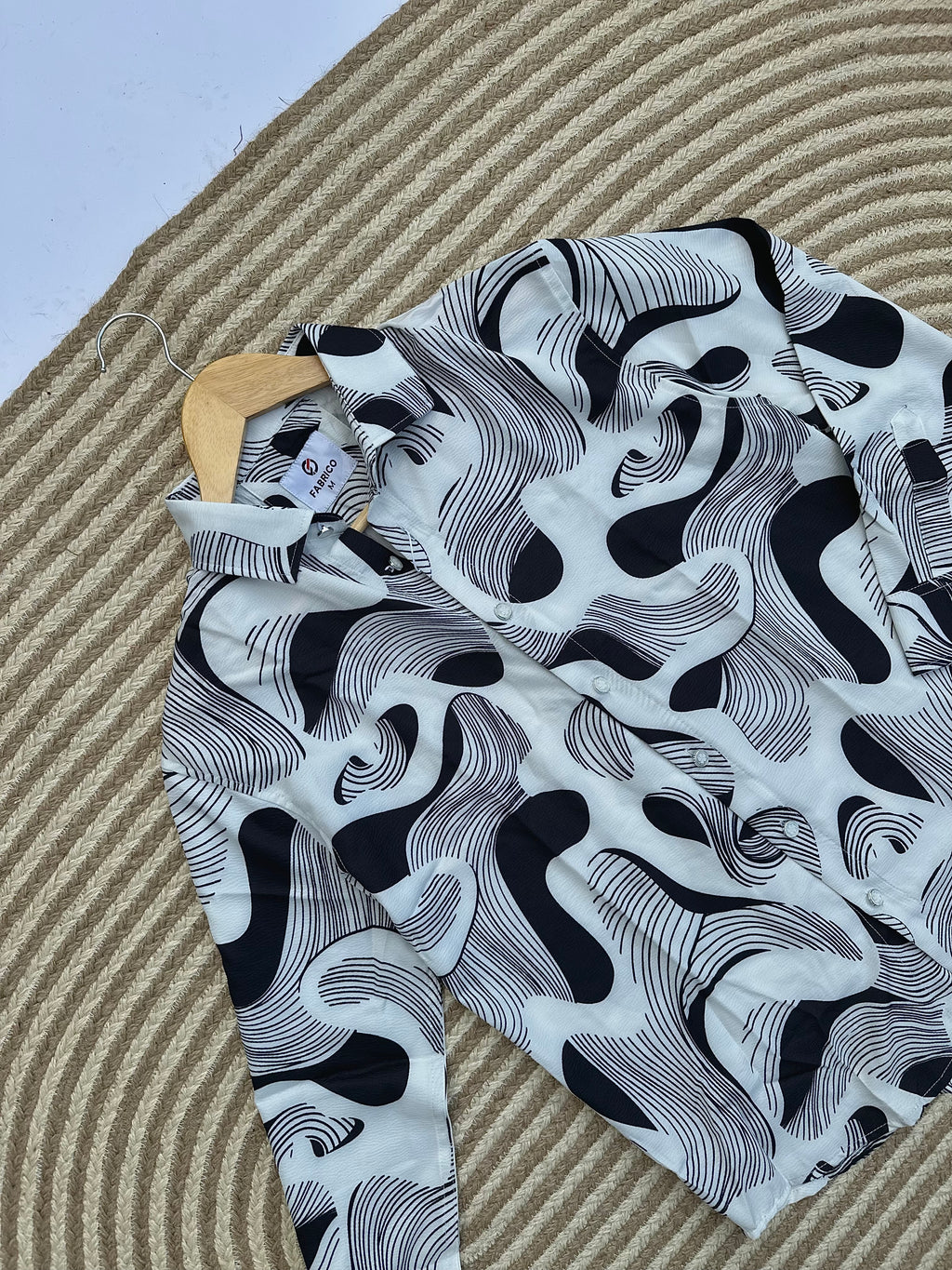 Monochrome Wave Print Shirt
