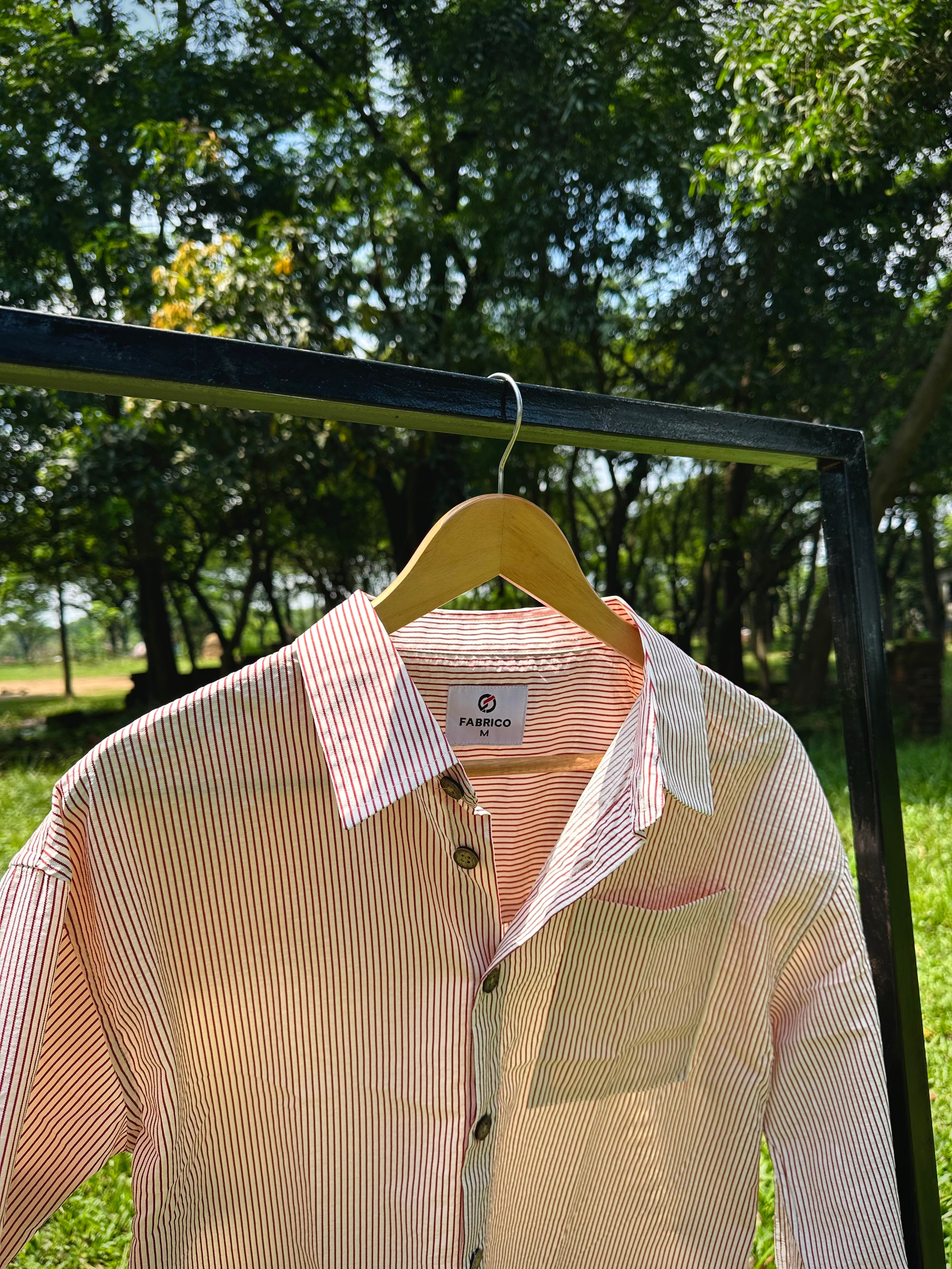 Red check boxy shirt