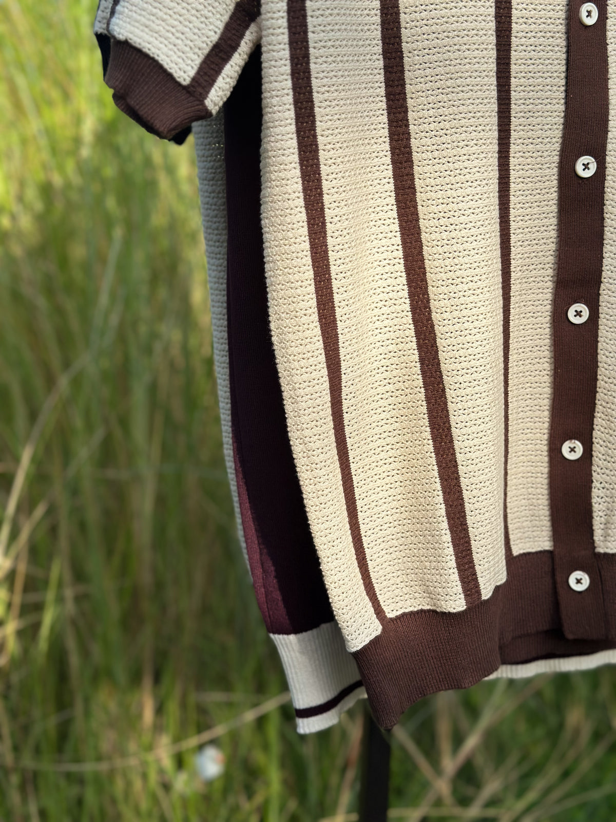 Mocha Stripe Polo Cardigan