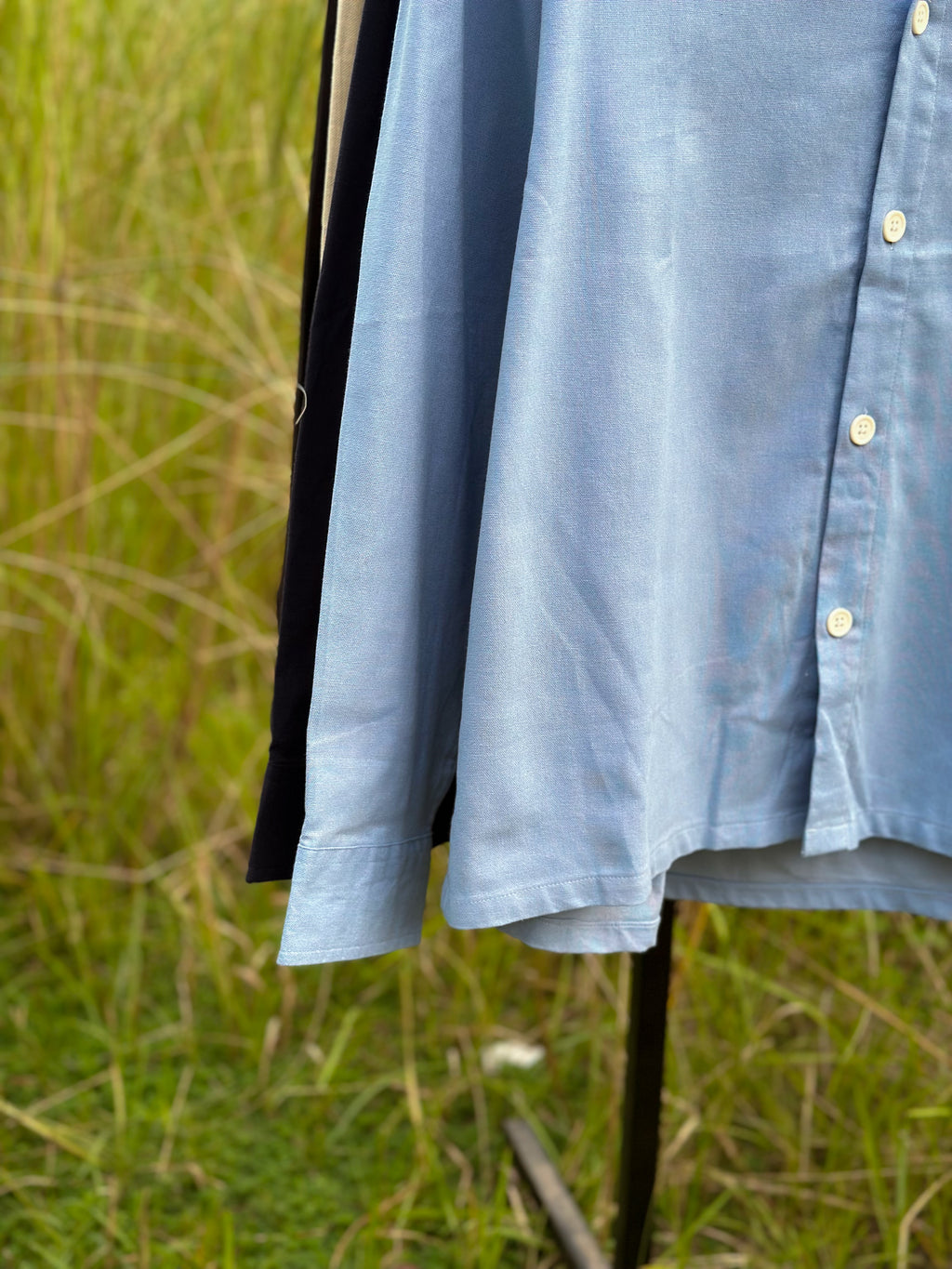 Blue boxy embroidery fit