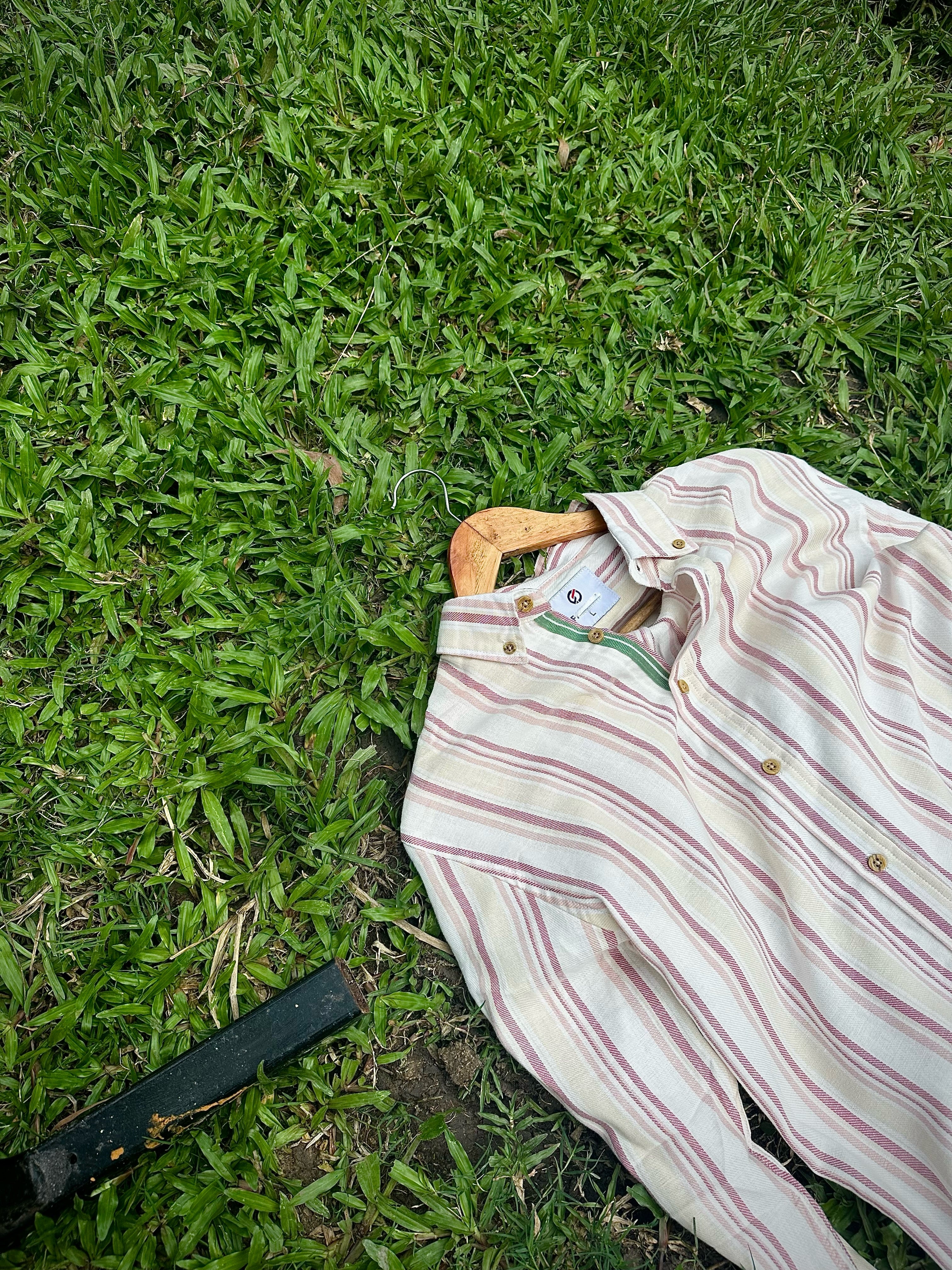 Creme Linen check shirt