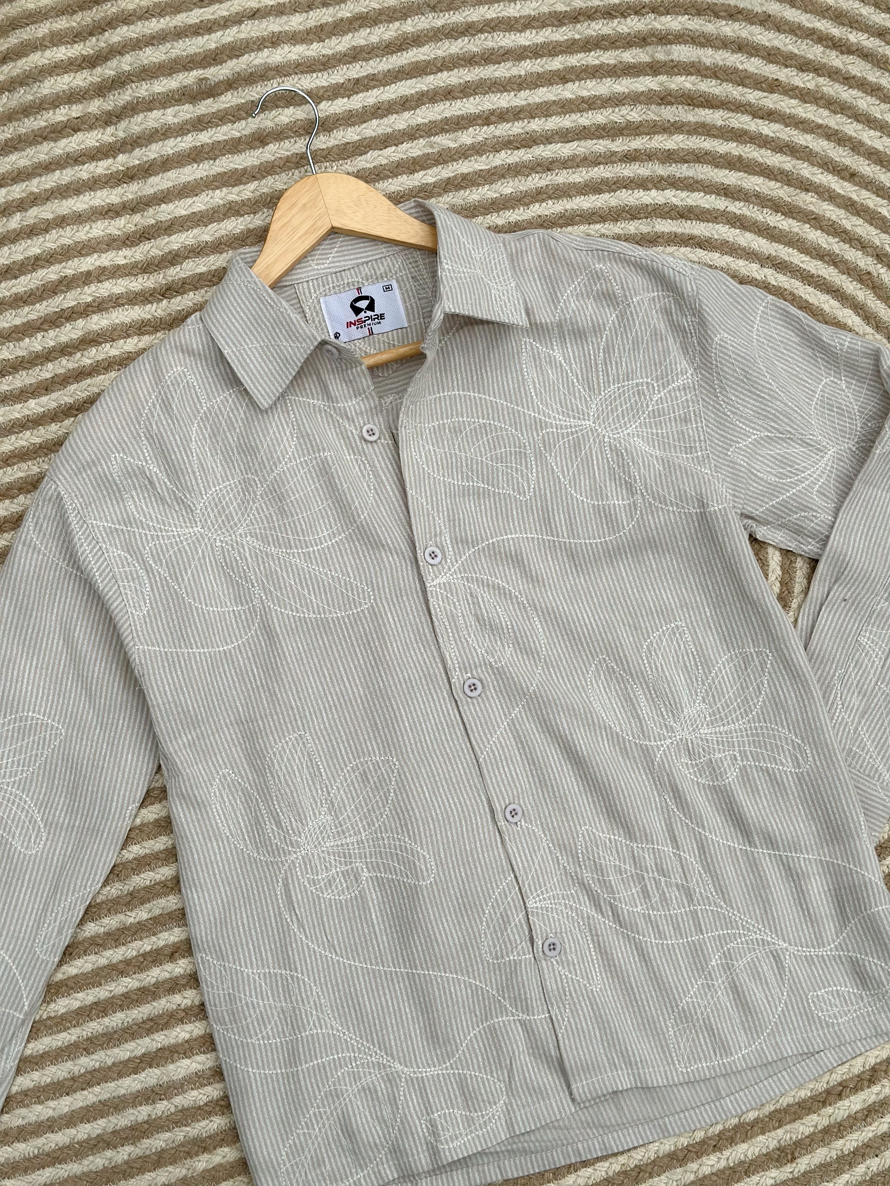 Unisex Off-white flower printed boxy shirt