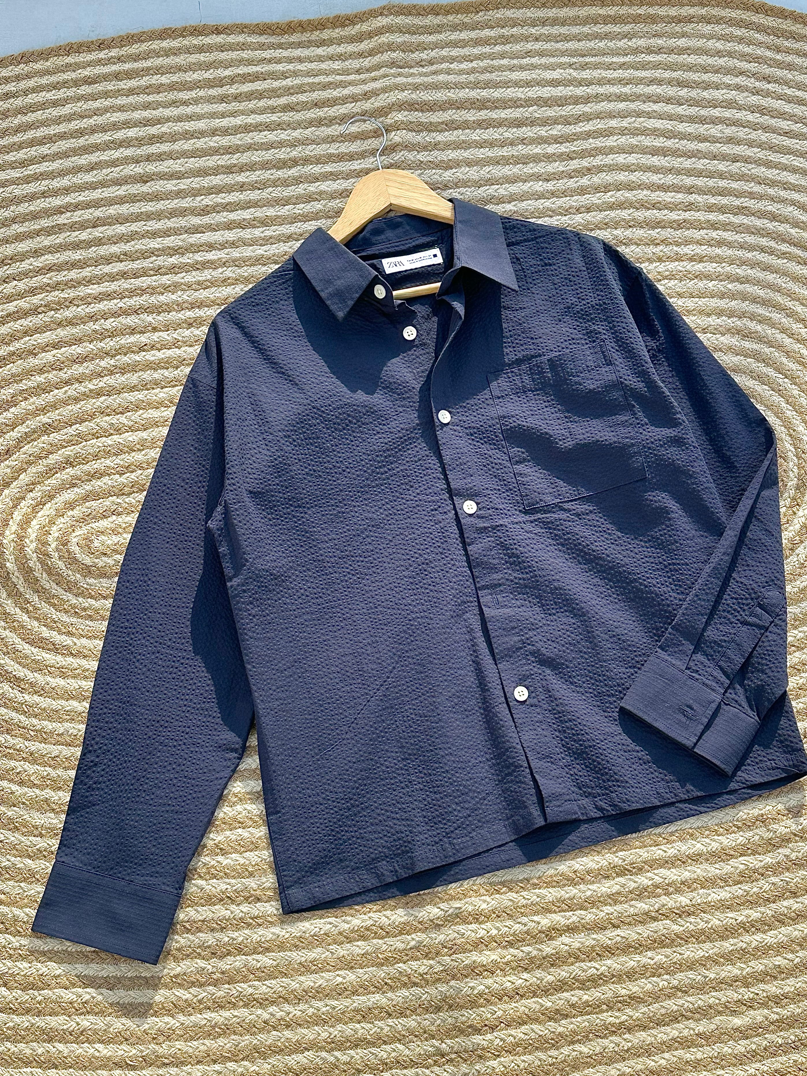 Unisex Navy blue boxy shirt