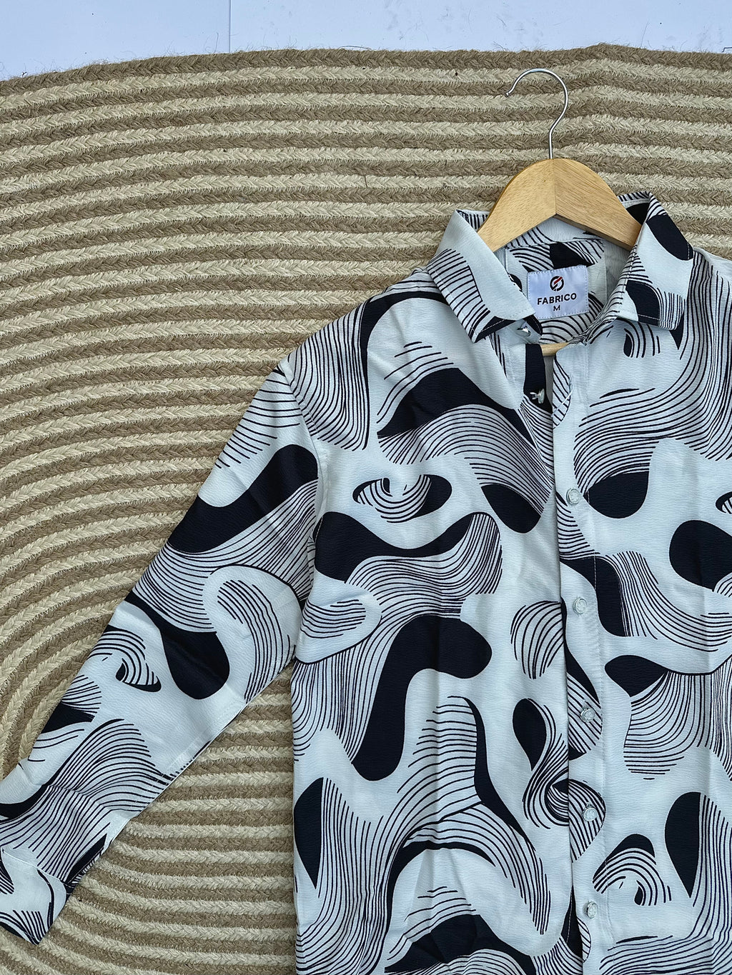 Monochrome Wave Print Shirt