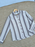 Unisex Ice Grey & Charcoal Striped Boxy Shirt