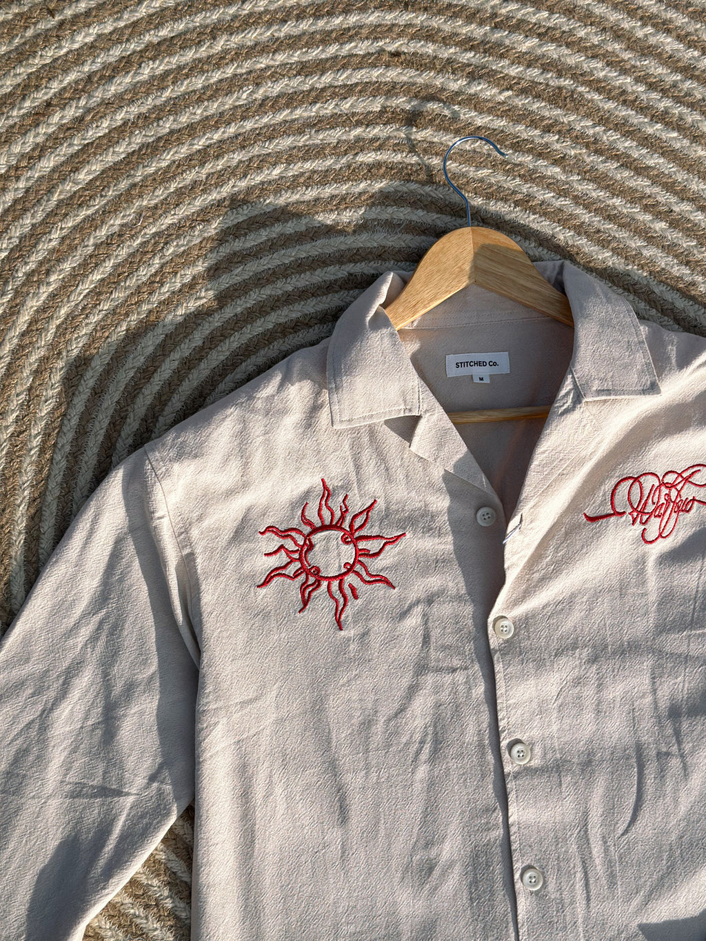 Unisex Off-White embroidery cuban boxy shirt
