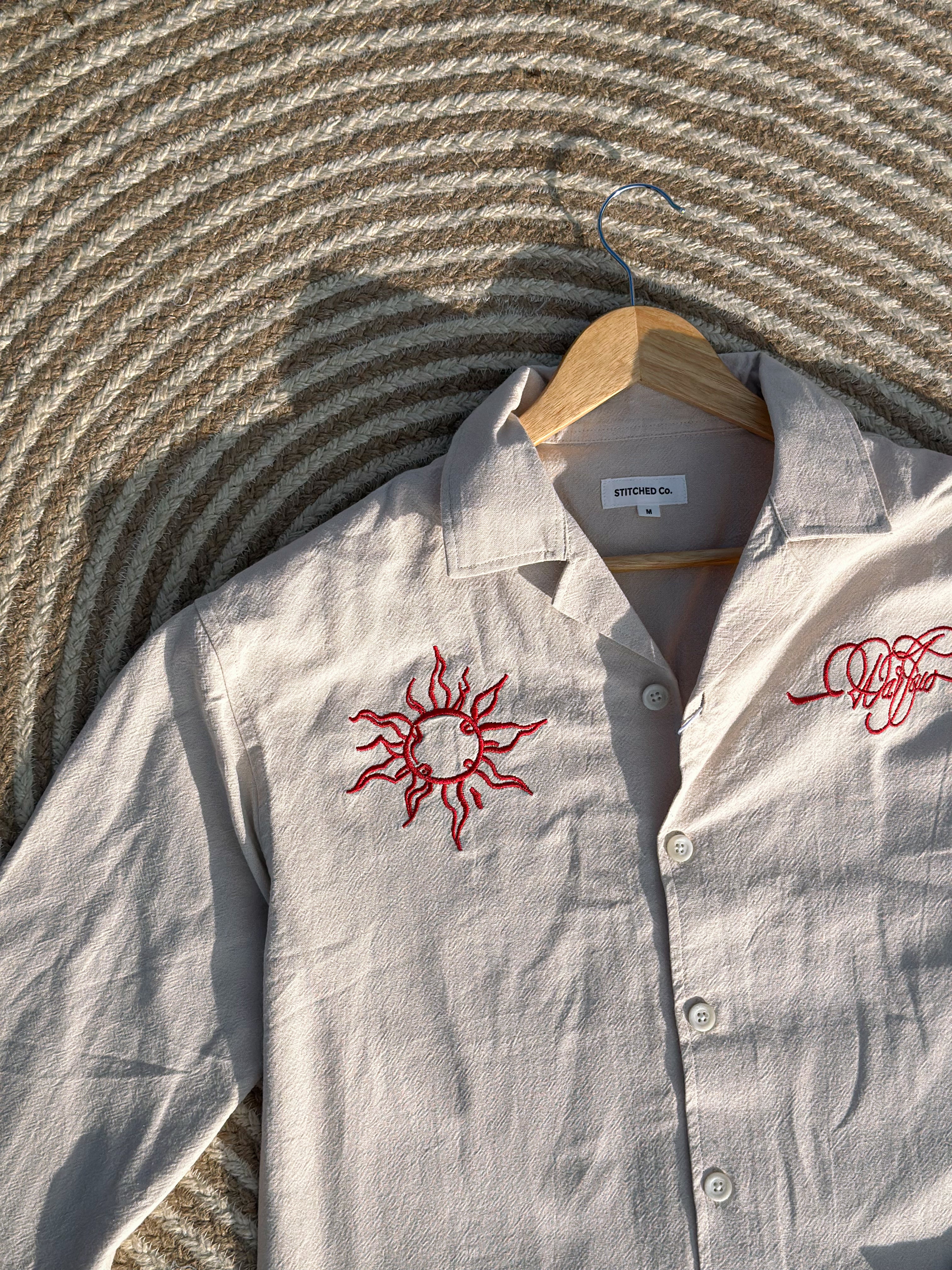 Unisex Off-White embroidery cuban boxy shirt