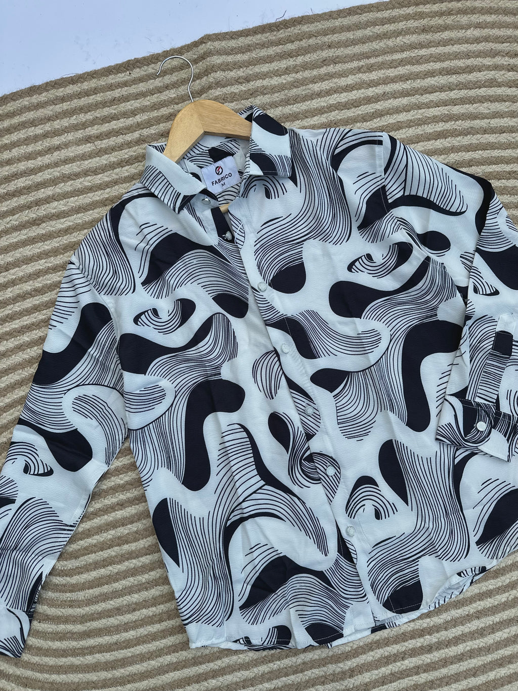 Monochrome Wave Print Shirt