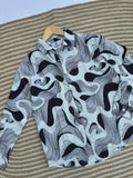 Monochrome Wave Print Shirt