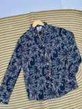Navy Tropical Palm Print Shirt