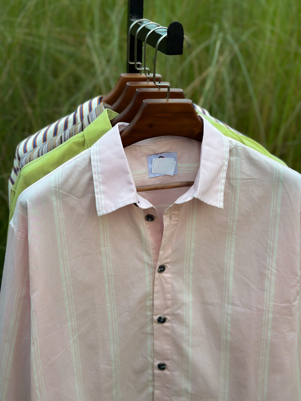 Baby pink stripe boxy fit shirt
