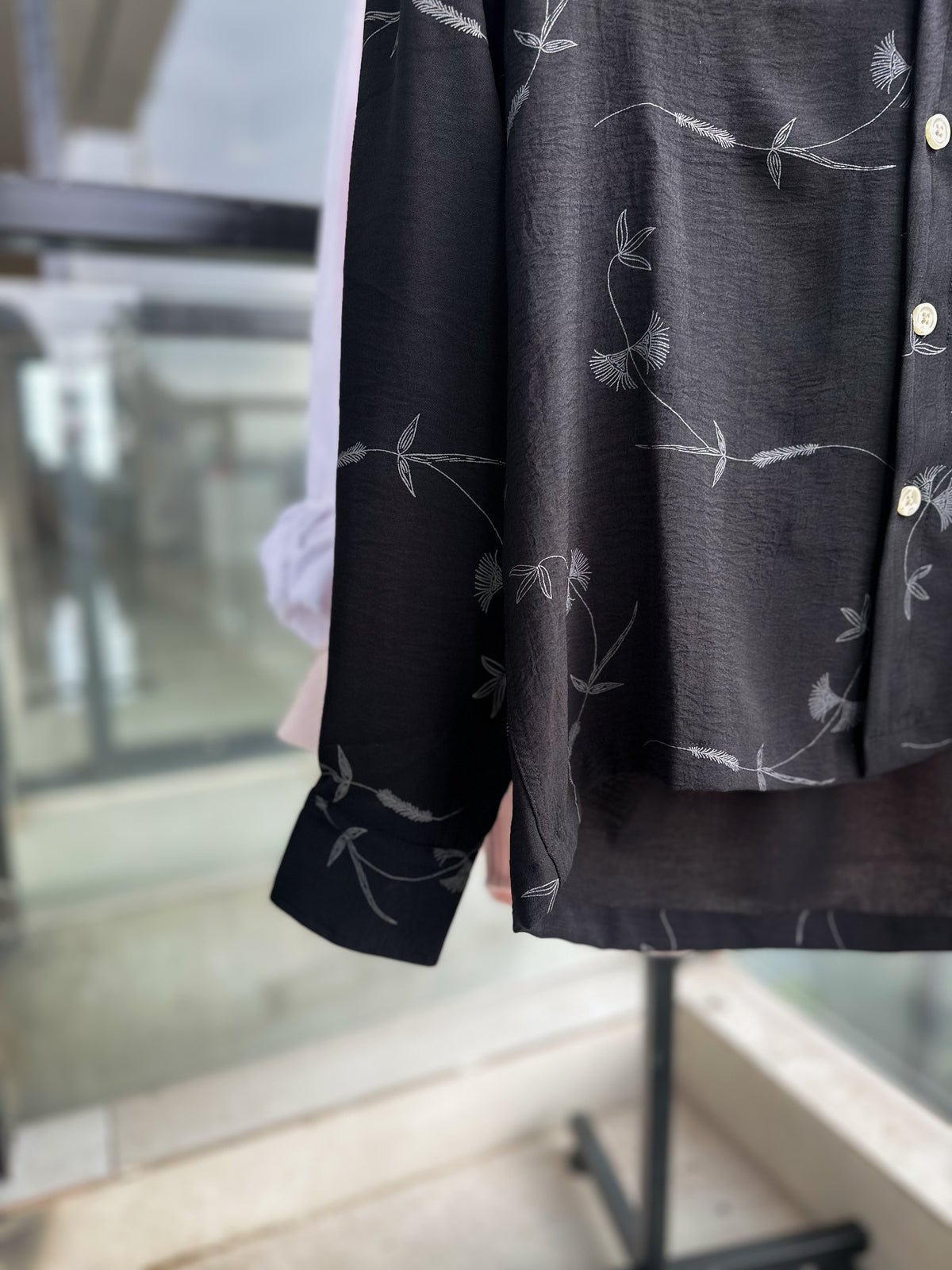 Black printed boxy shirt