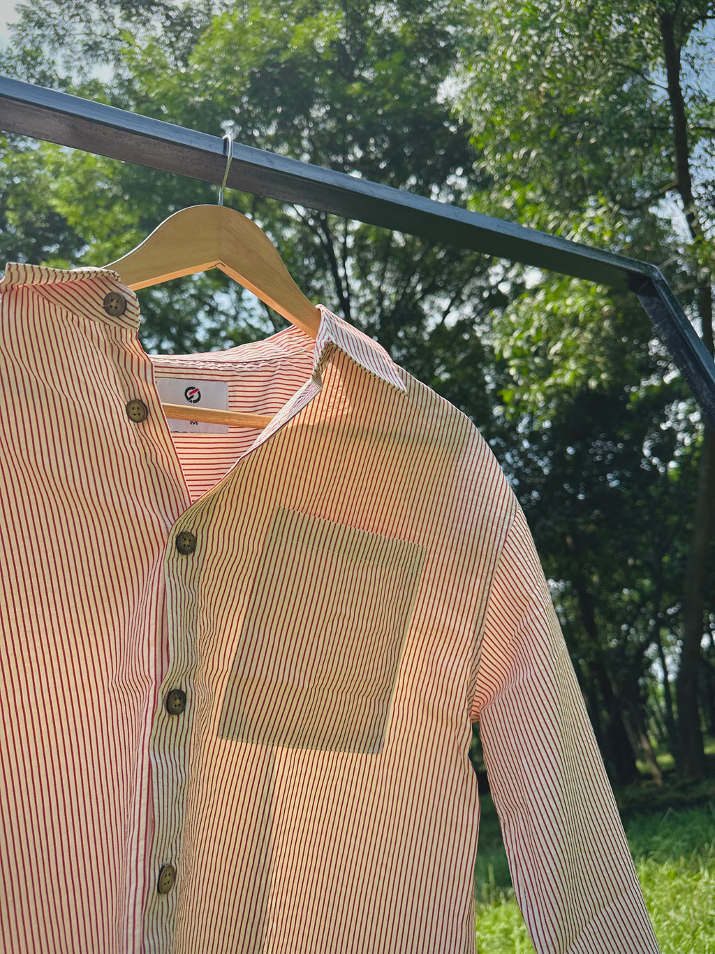 Red check boxy shirt