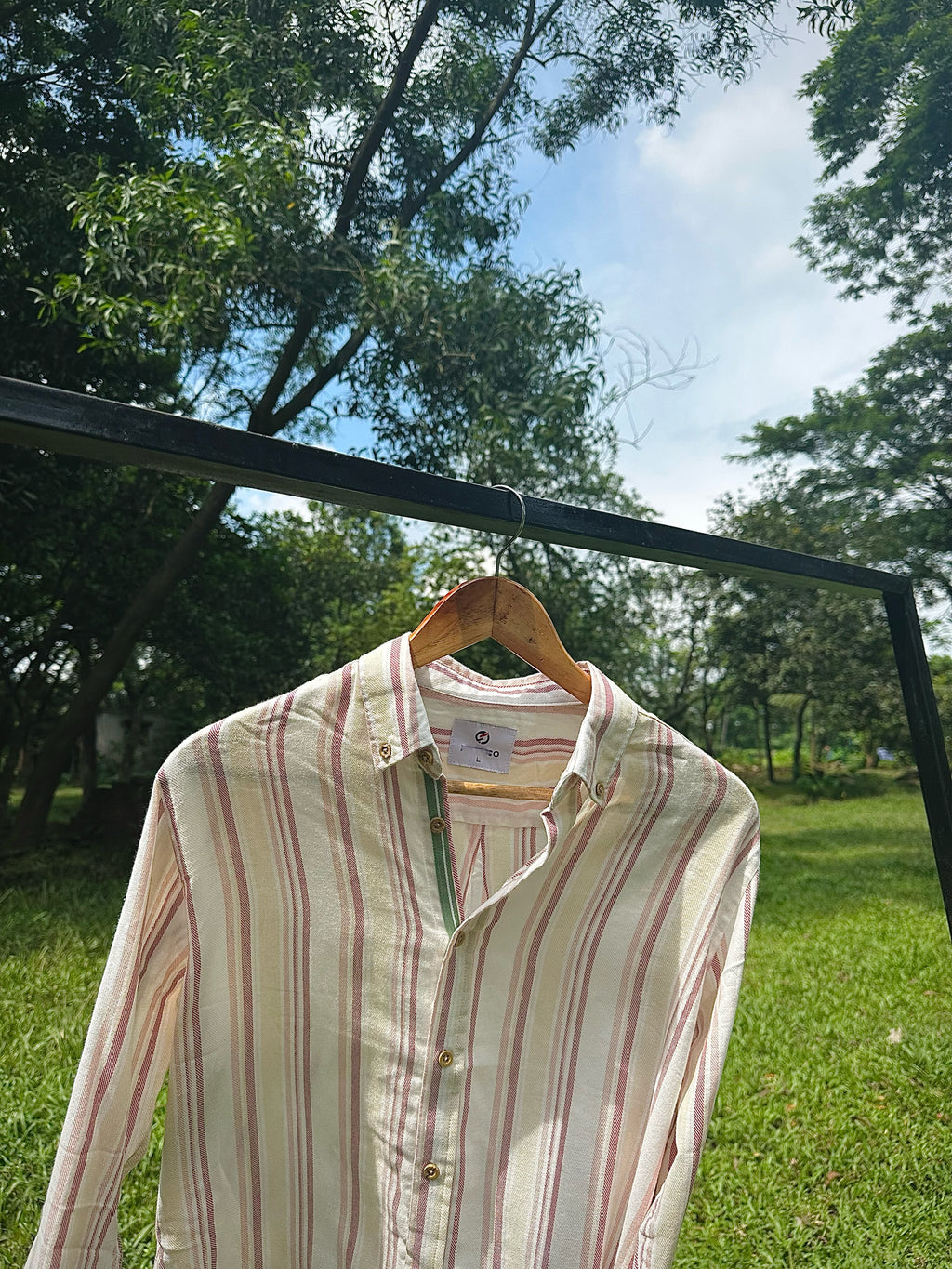 Creme Linen check shirt