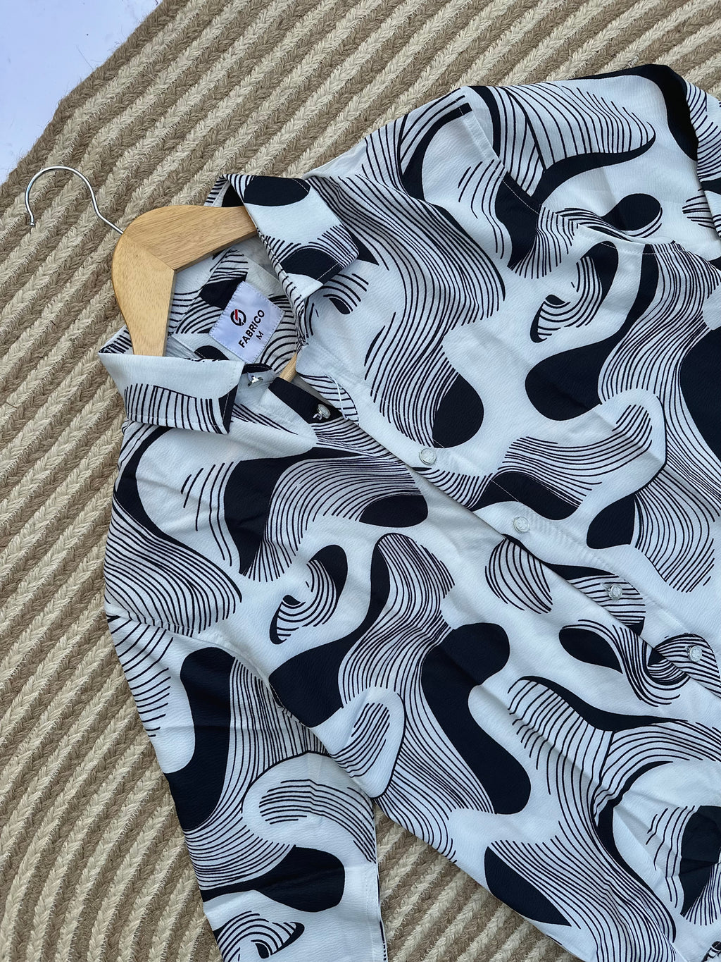 Monochrome Wave Print Shirt