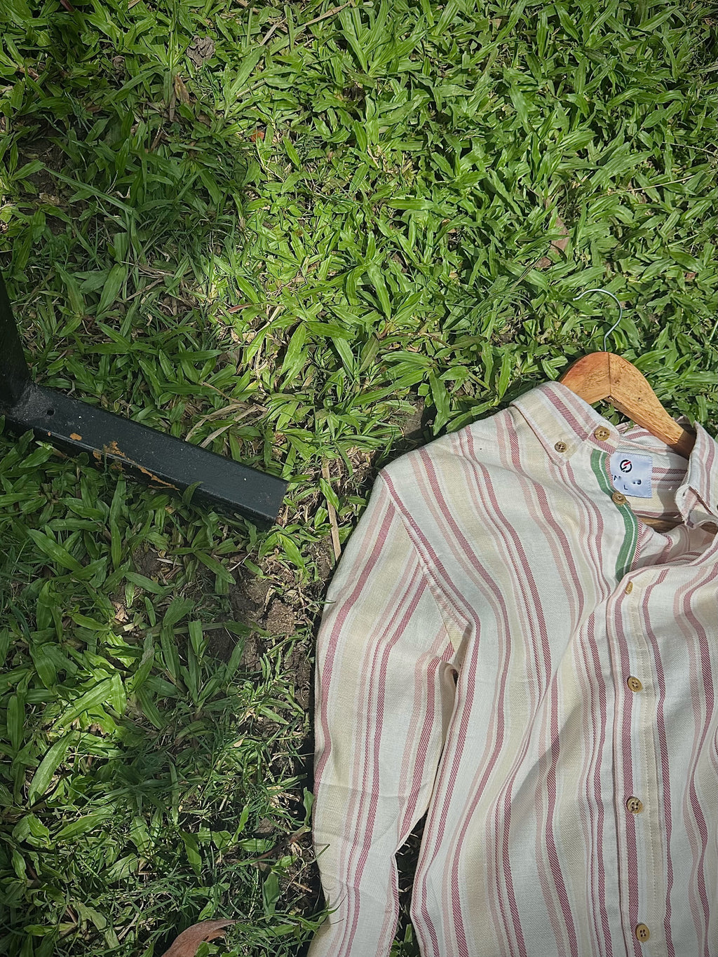 Creme Linen check shirt