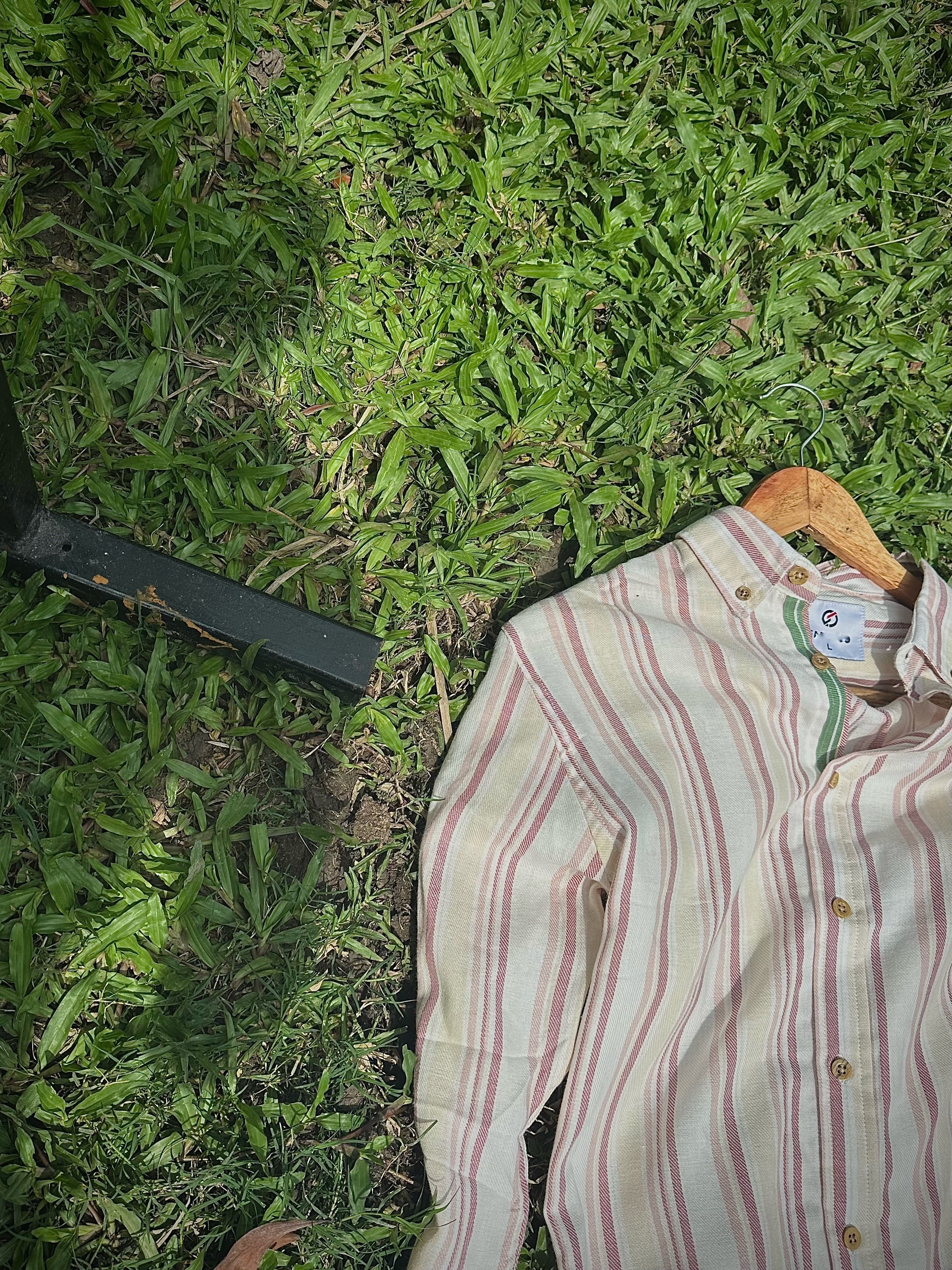 Creme Linen check shirt