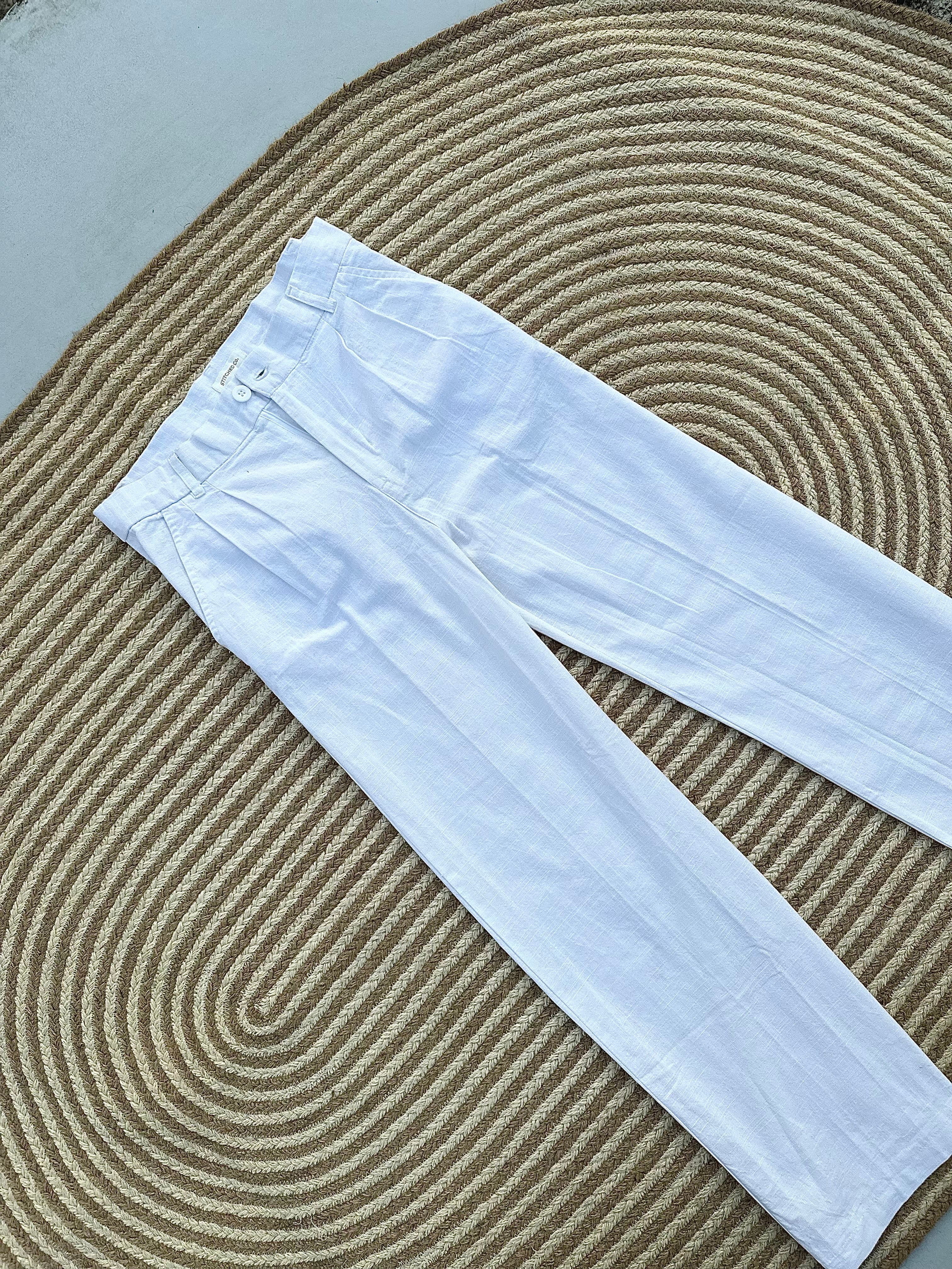 Unisex Linen Baggy White Pant