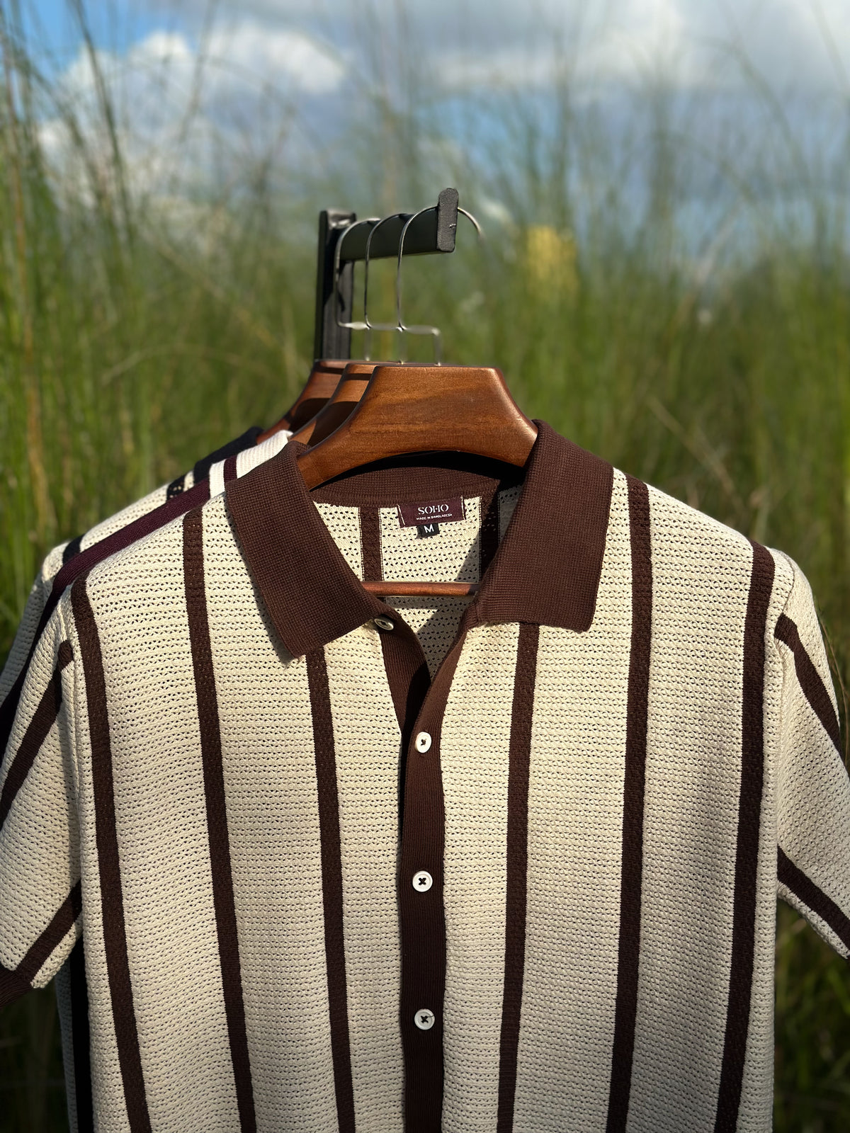 Mocha Stripe Polo Cardigan