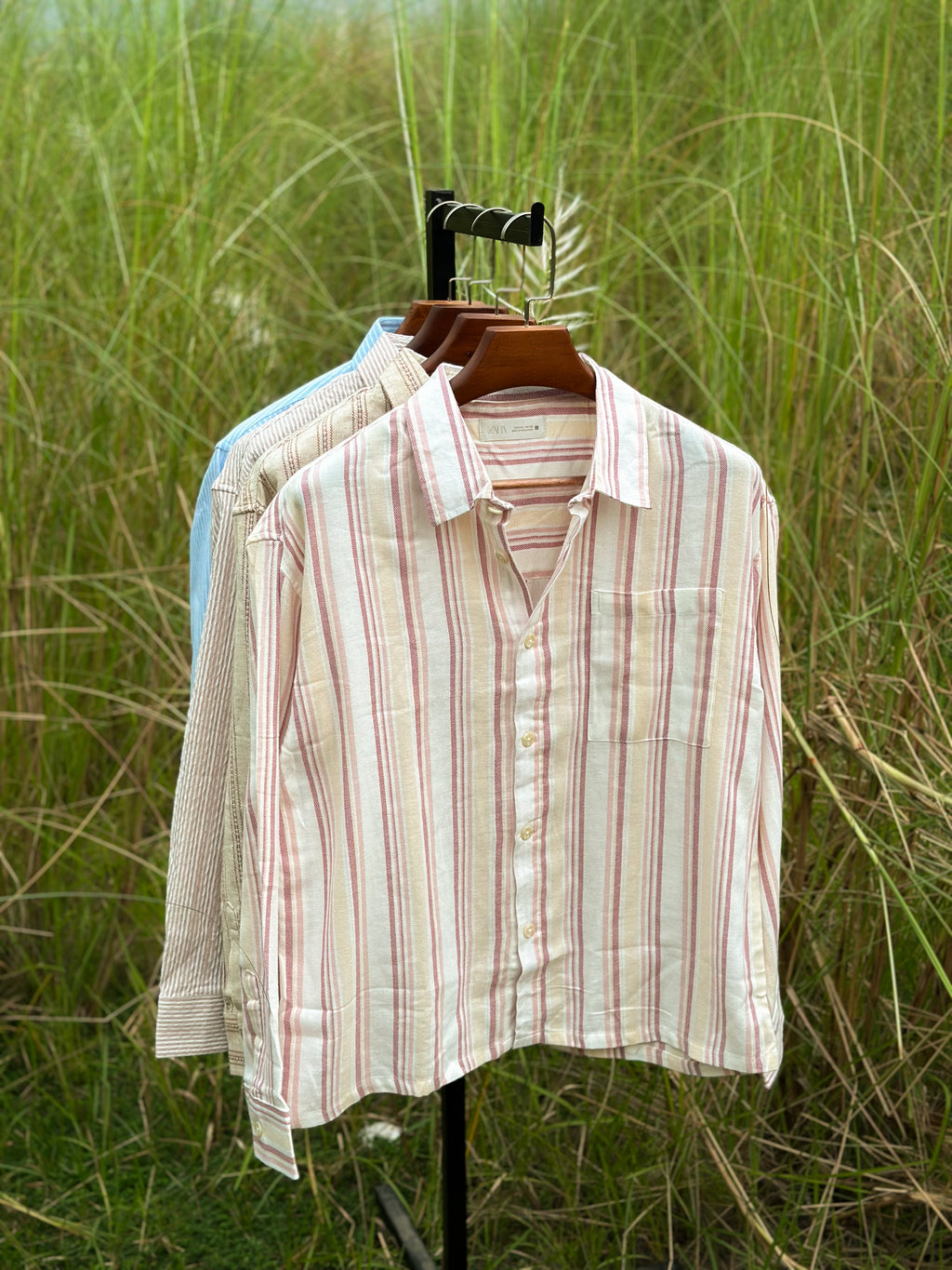 Ecru Stripe Boxy Fit Shirt