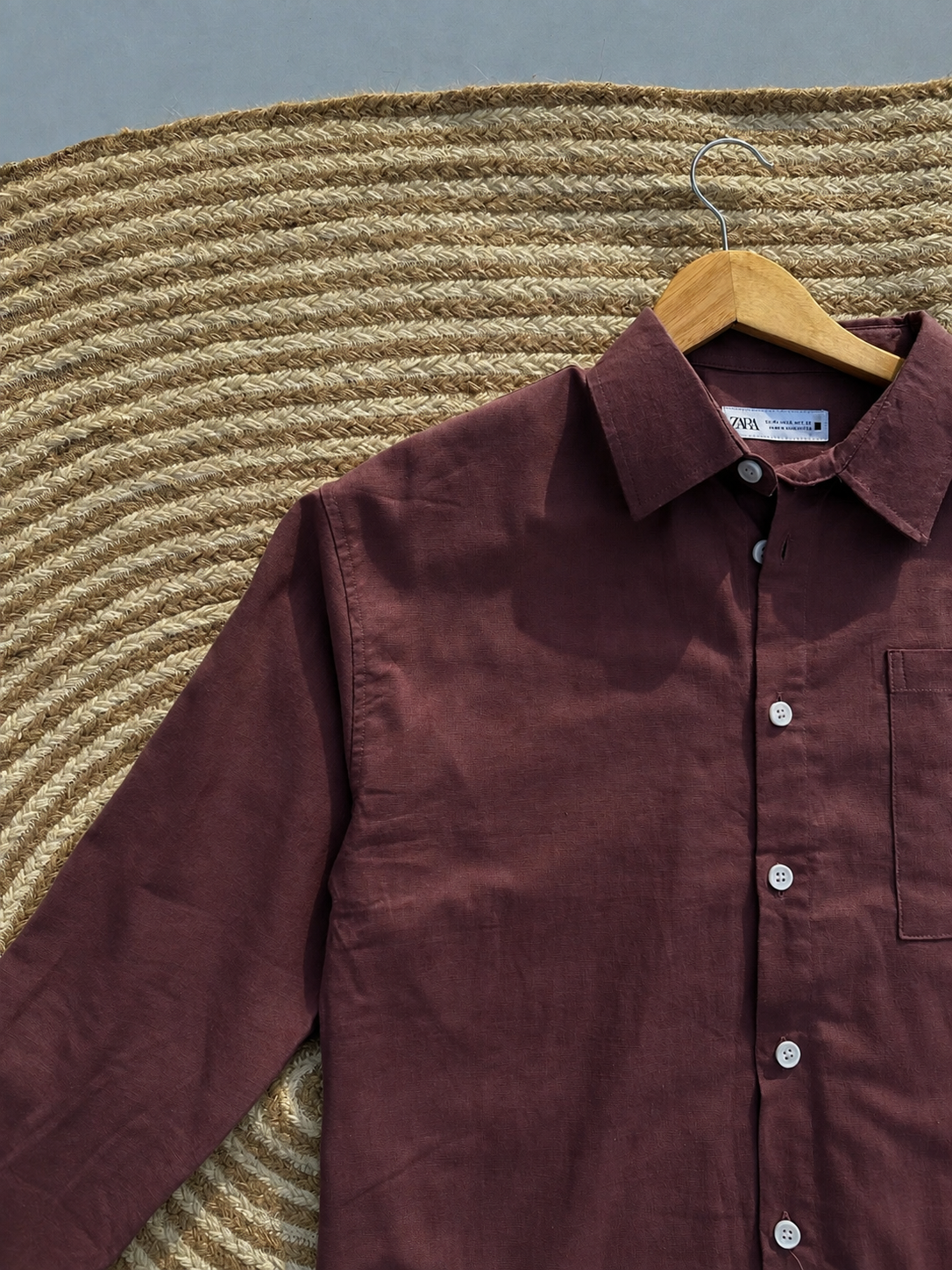 Unisex Linen coffee boxy shirt