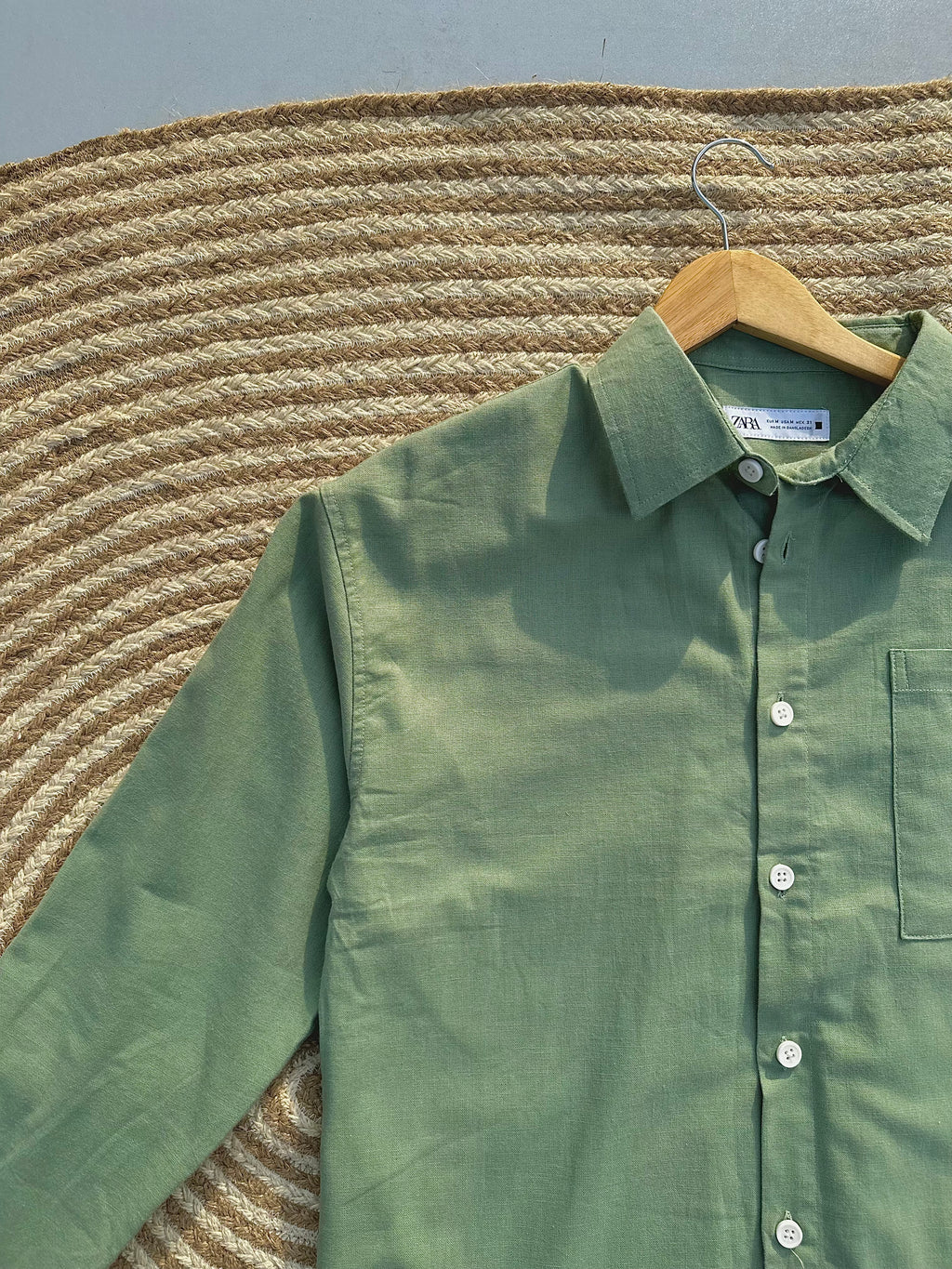 Unisex Linen Olive Boxy Shirt