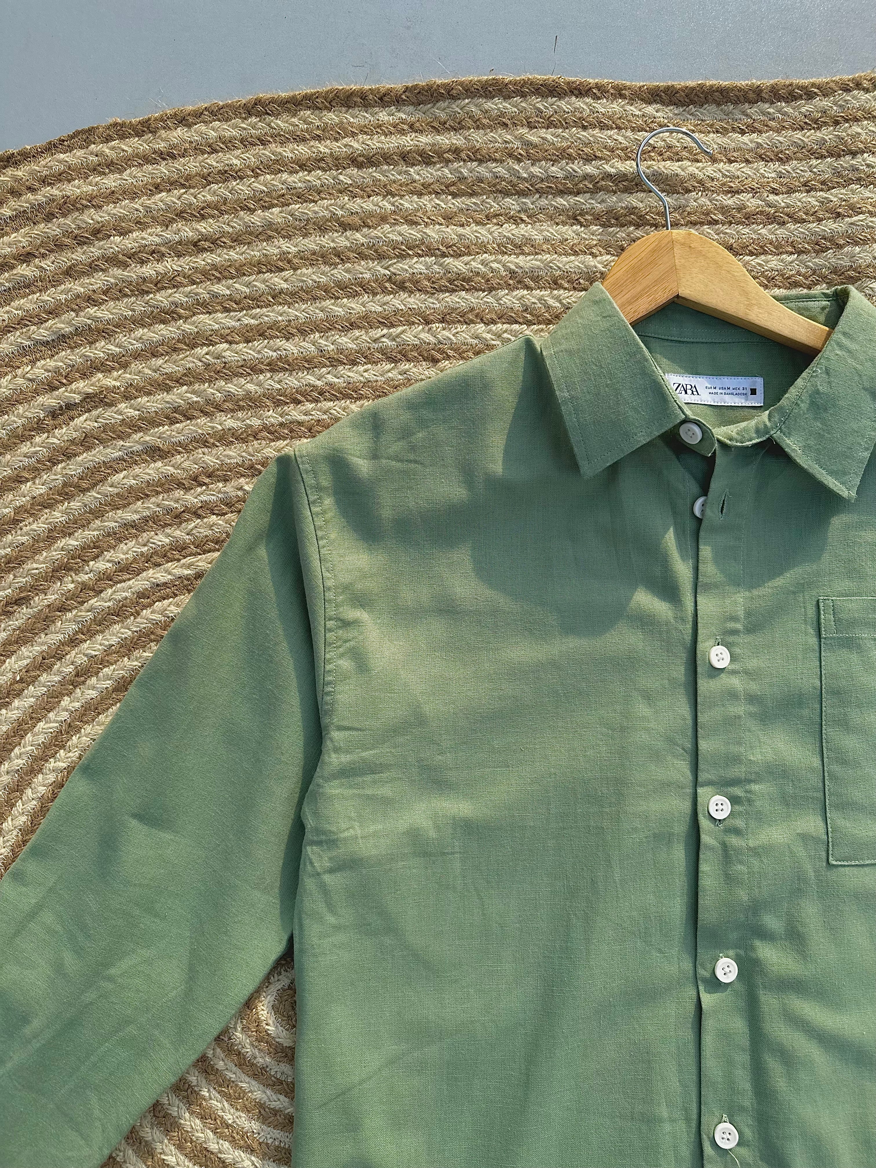 Unisex Linen Olive Boxy Shirt