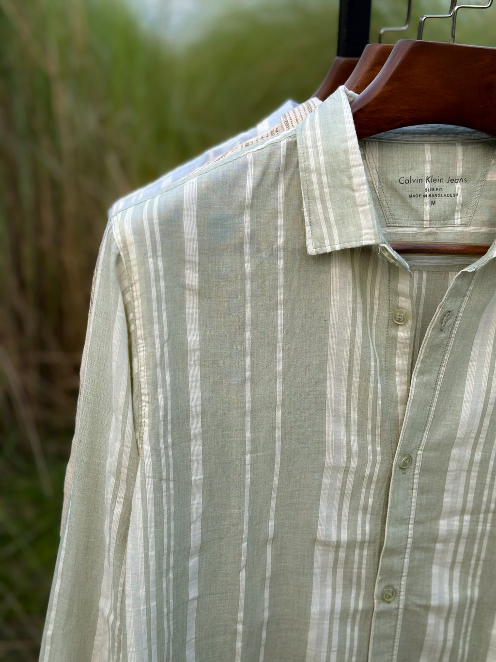 ck green stripe shirt