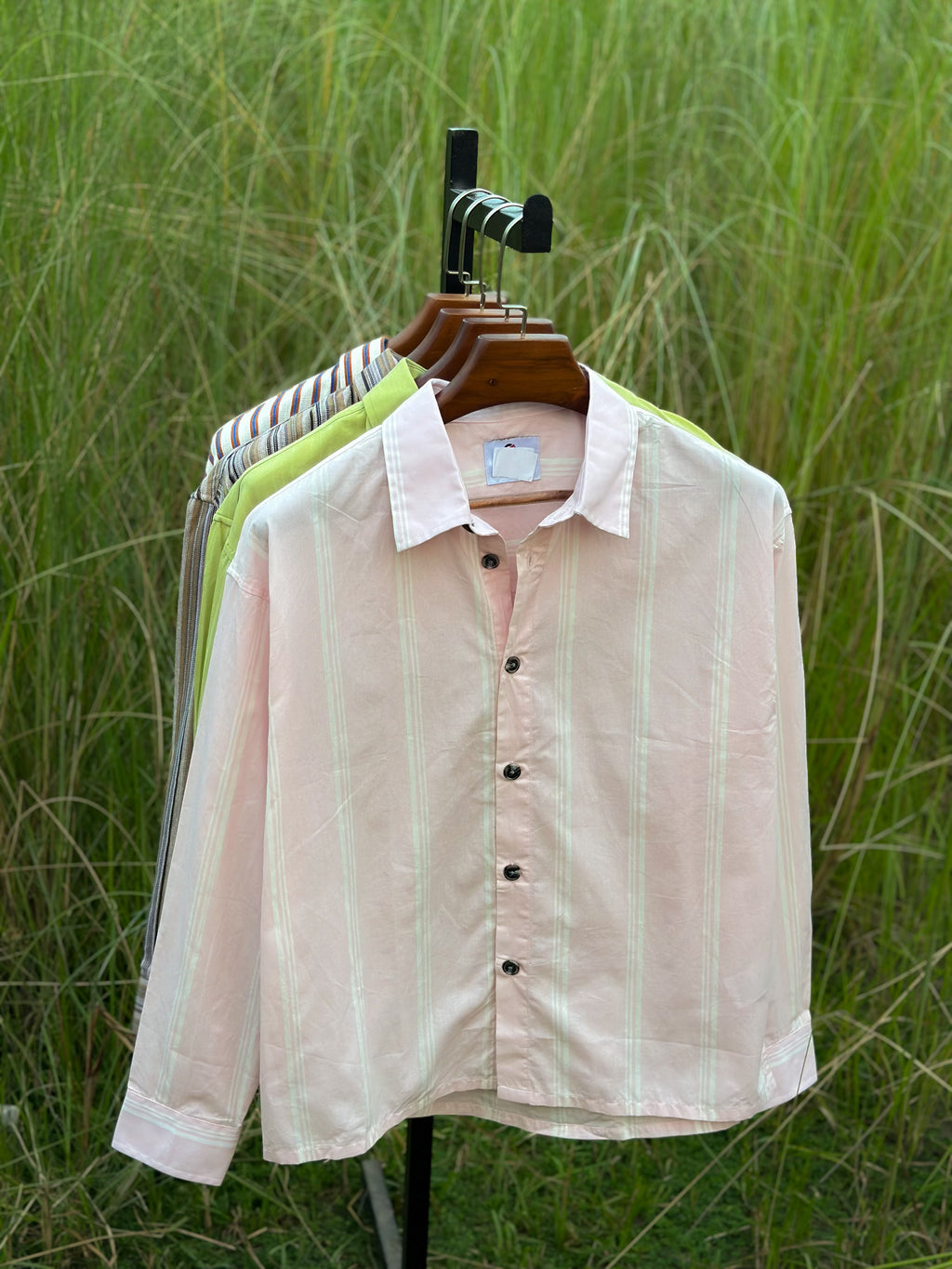 Baby pink stripe boxy fit shirt