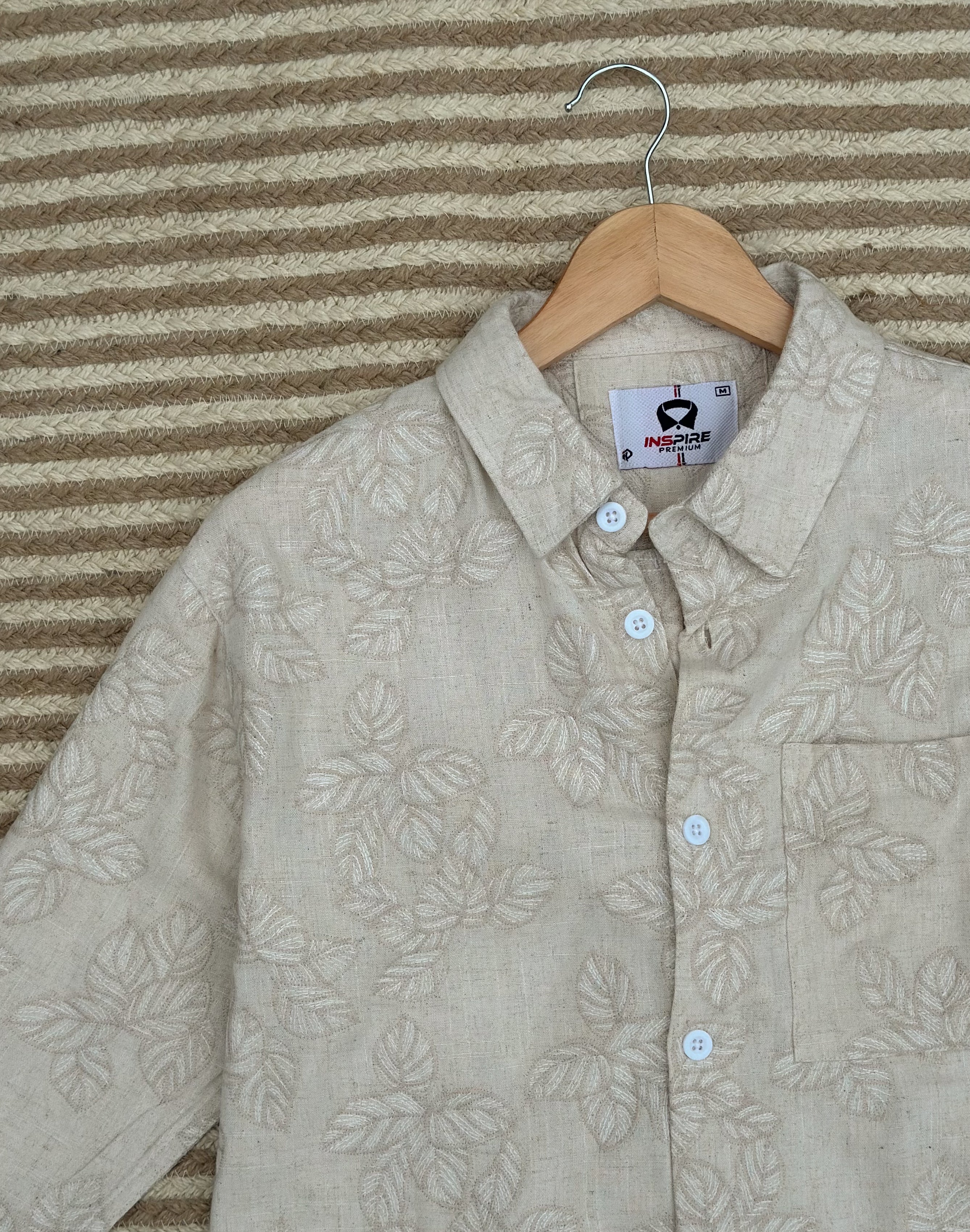 Unisex creme flower boxy printed shirt
