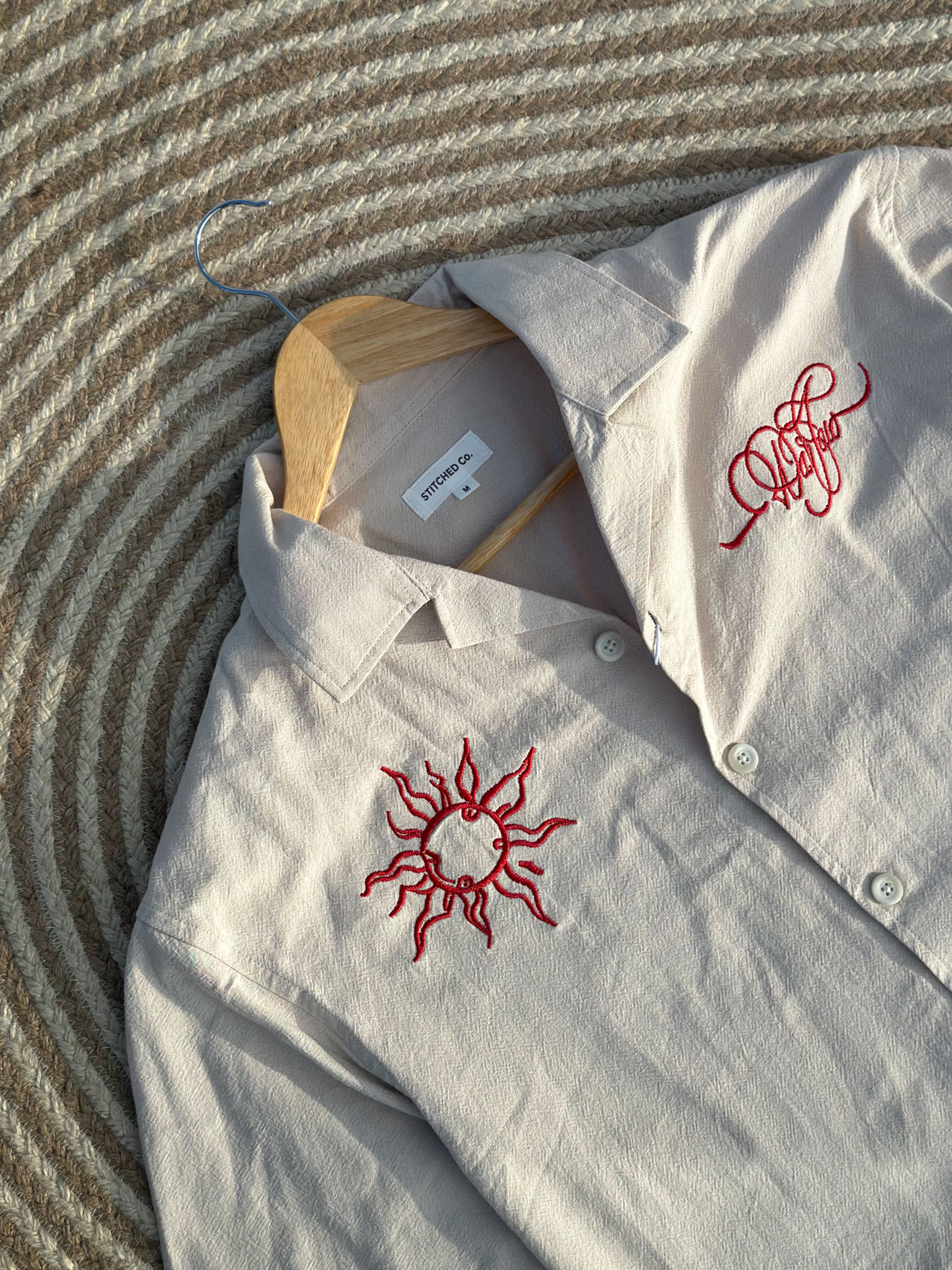 Unisex Off-White embroidery cuban boxy shirt