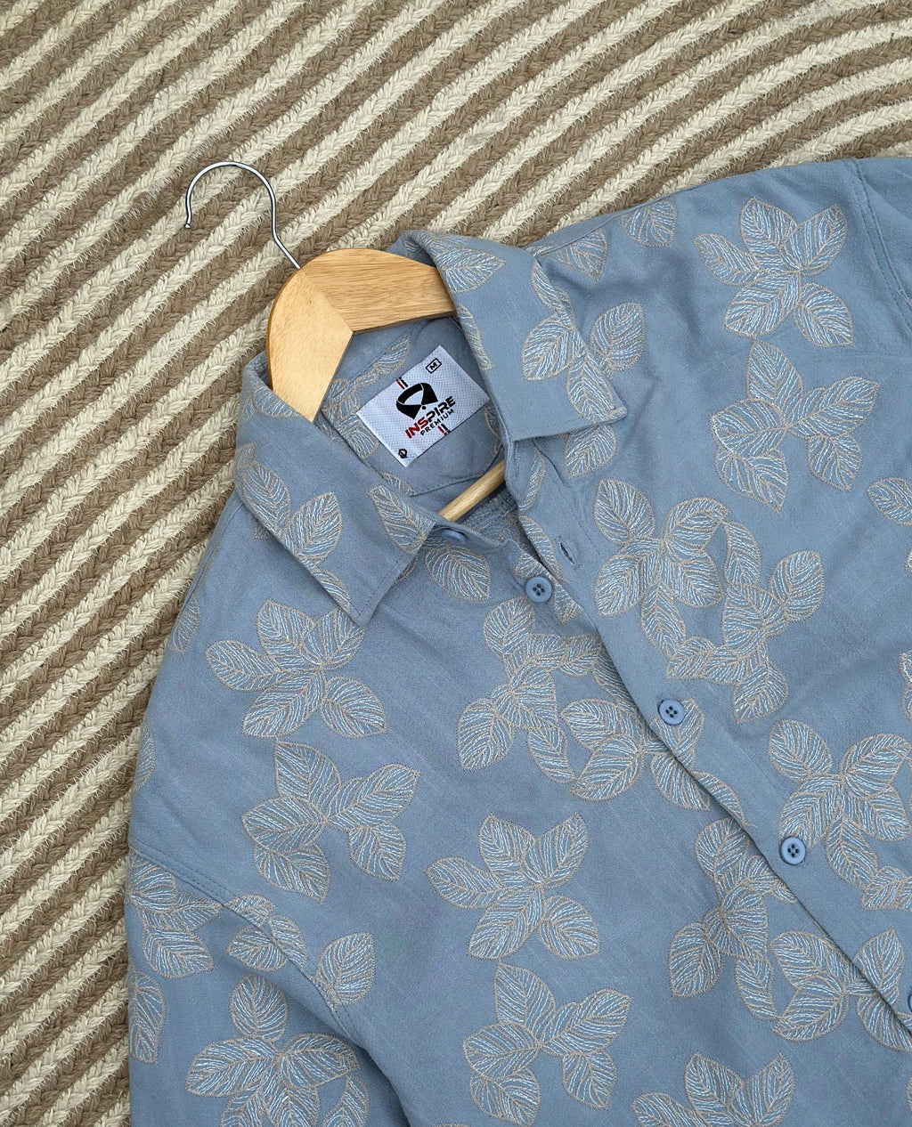 Unisex Blue flower printed boxy shirt