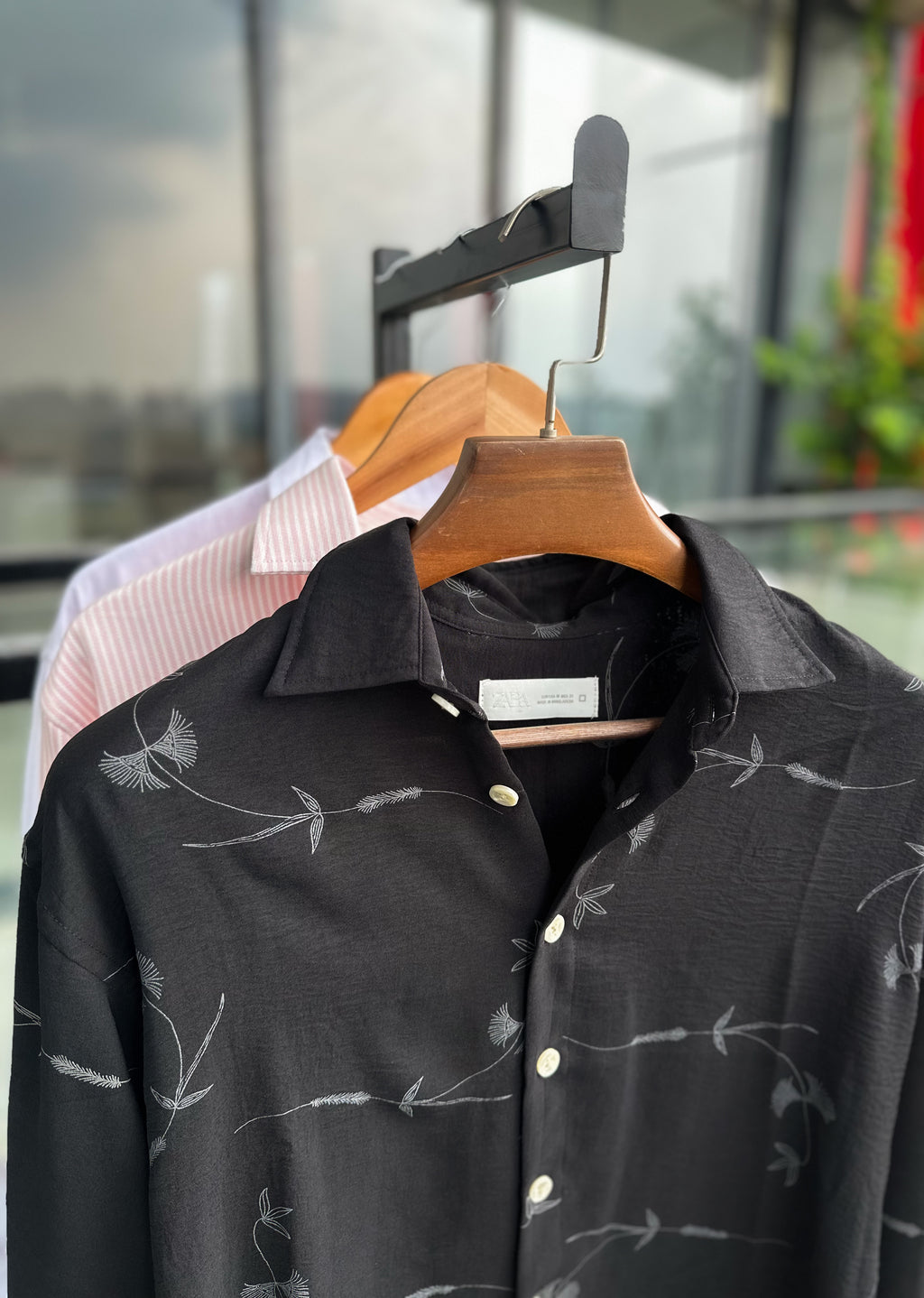 Black printed boxy shirt