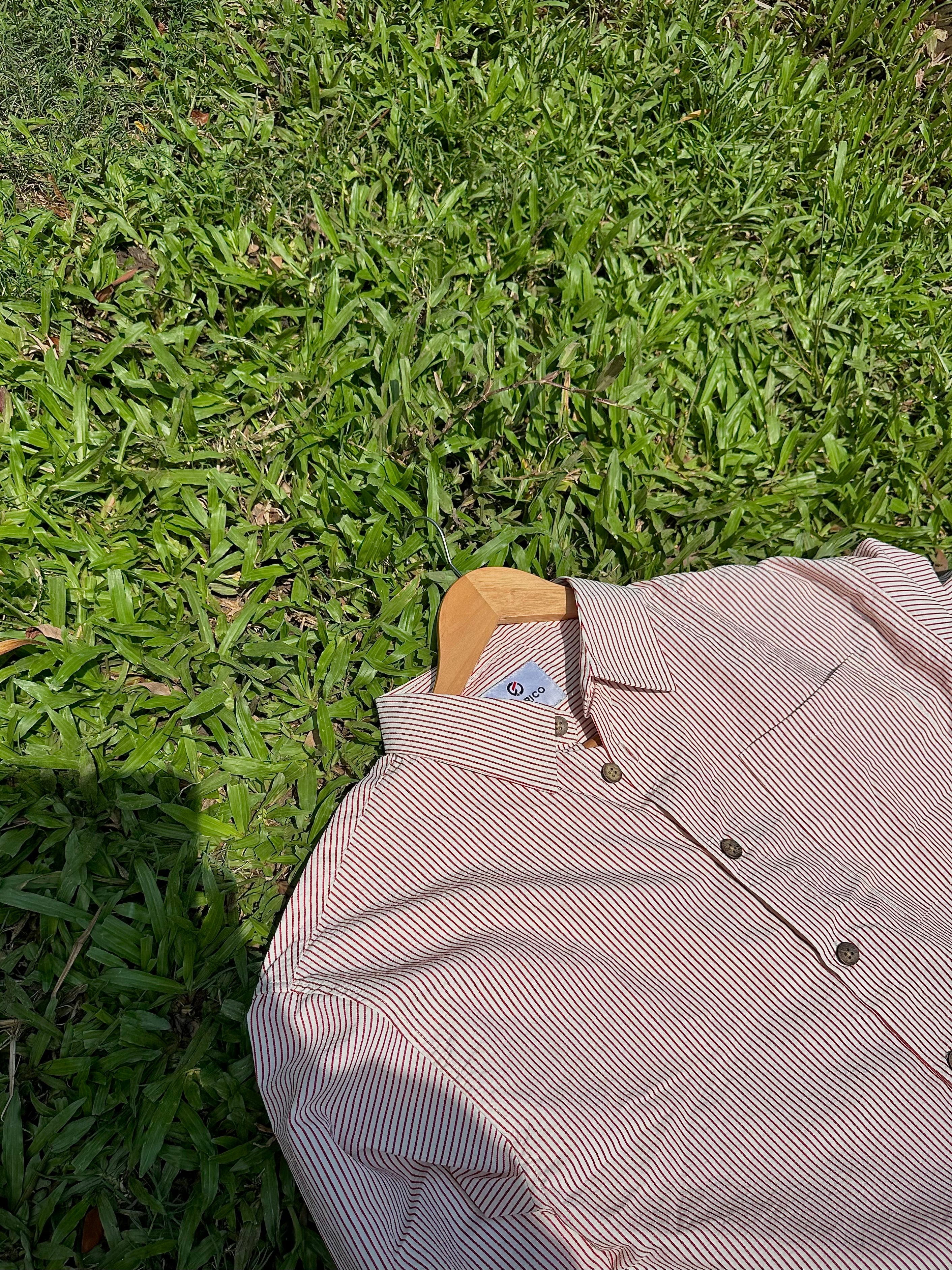 Red check boxy shirt