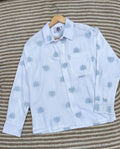 Unisex blue flower white boxy shirt