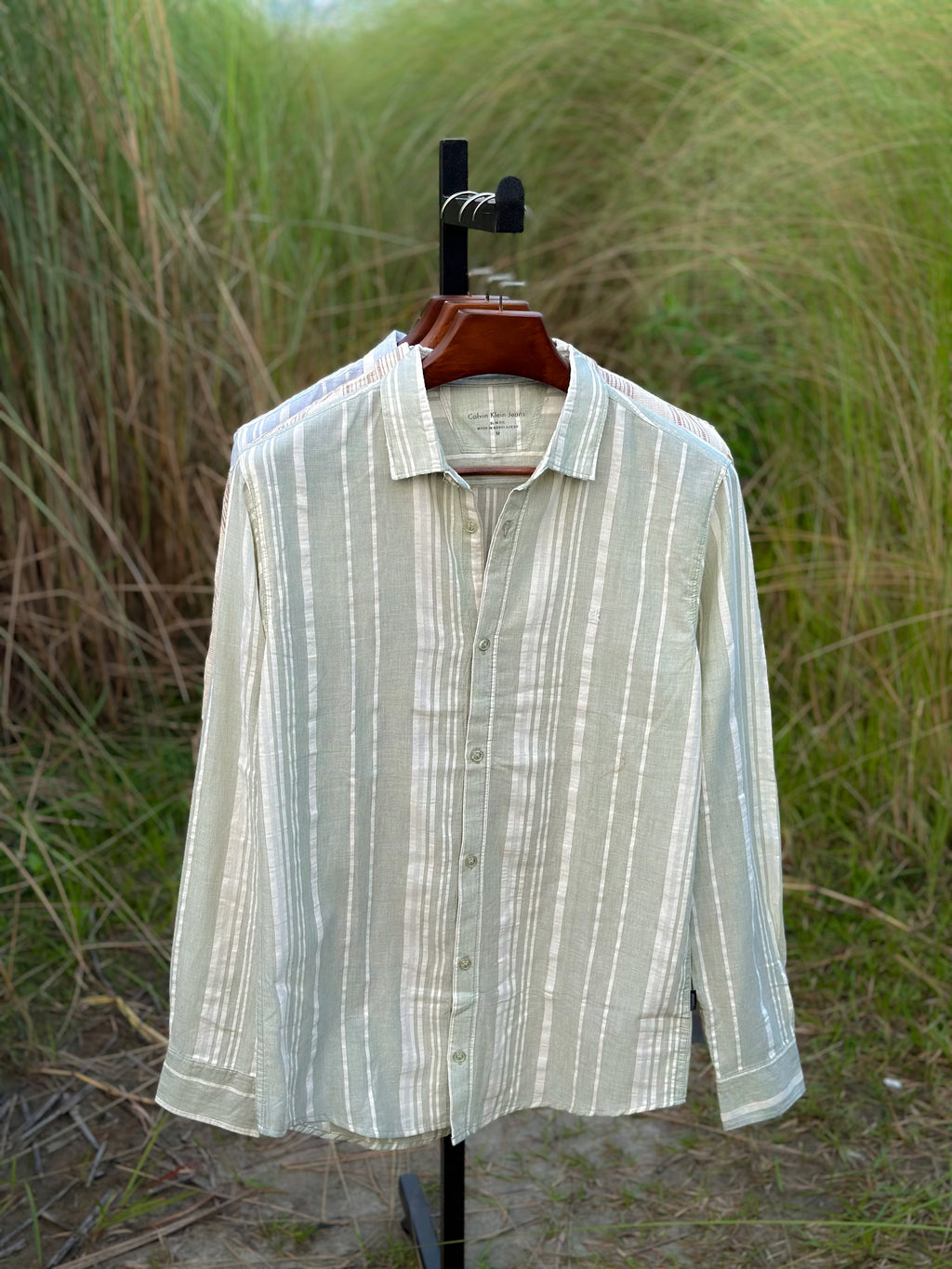 ck green stripe shirt