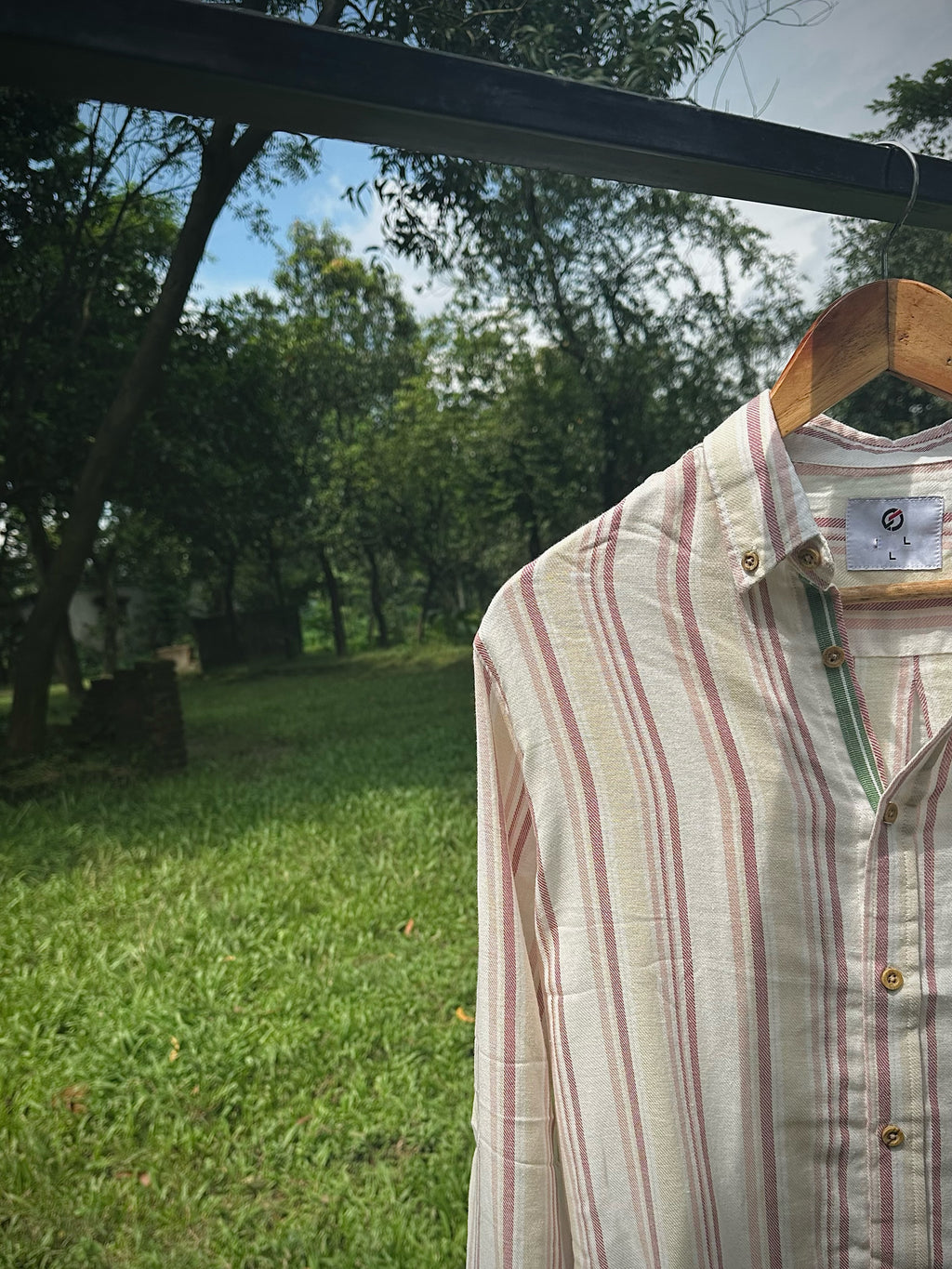 Creme Linen check shirt