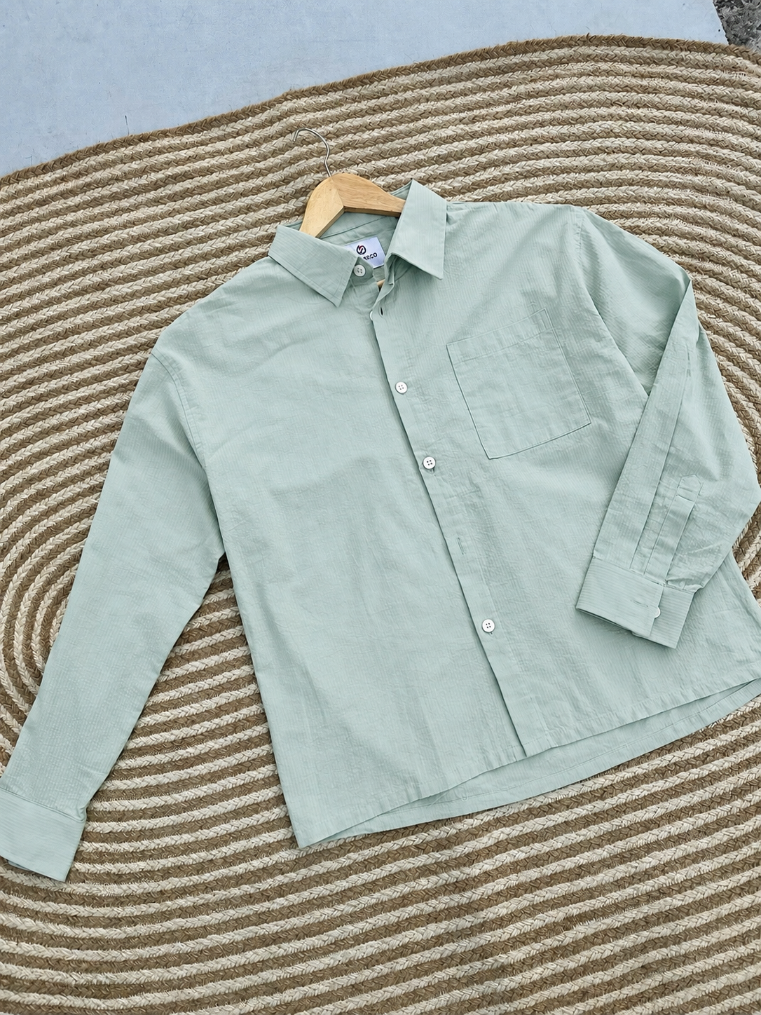 Unisex Greenie check boxy shirt